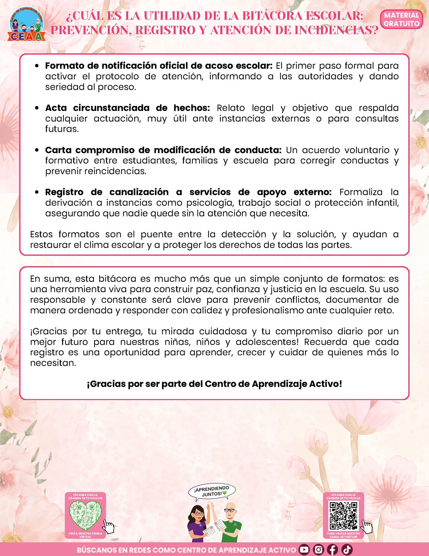 BITÁCORA PARA LA PREVENCIÓN, REGISTRO Y ATENCIÓN DE INCIDENCIAS Y ACOSO ESCOLAR en PDF Versión 3