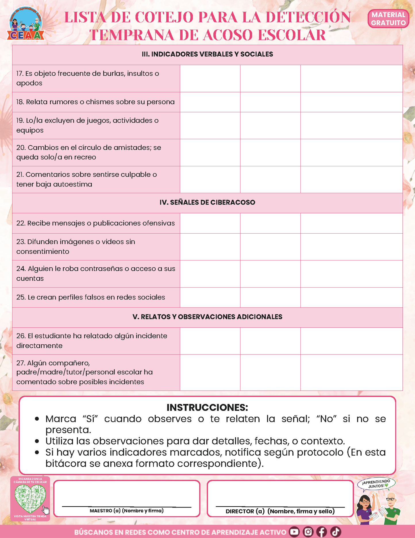 BITÁCORA PARA LA PREVENCIÓN, REGISTRO Y ATENCIÓN DE INCIDENCIAS Y ACOSO ESCOLAR en PDF Versión 3