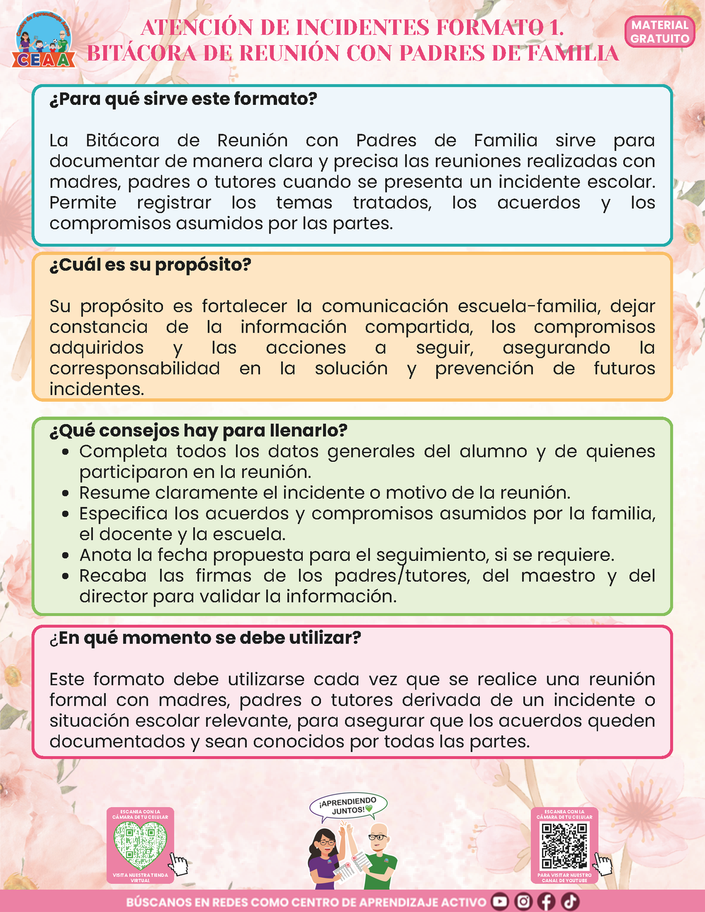 BITÁCORA PARA LA PREVENCIÓN, REGISTRO Y ATENCIÓN DE INCIDENCIAS Y ACOSO ESCOLAR en PDF Versión 3