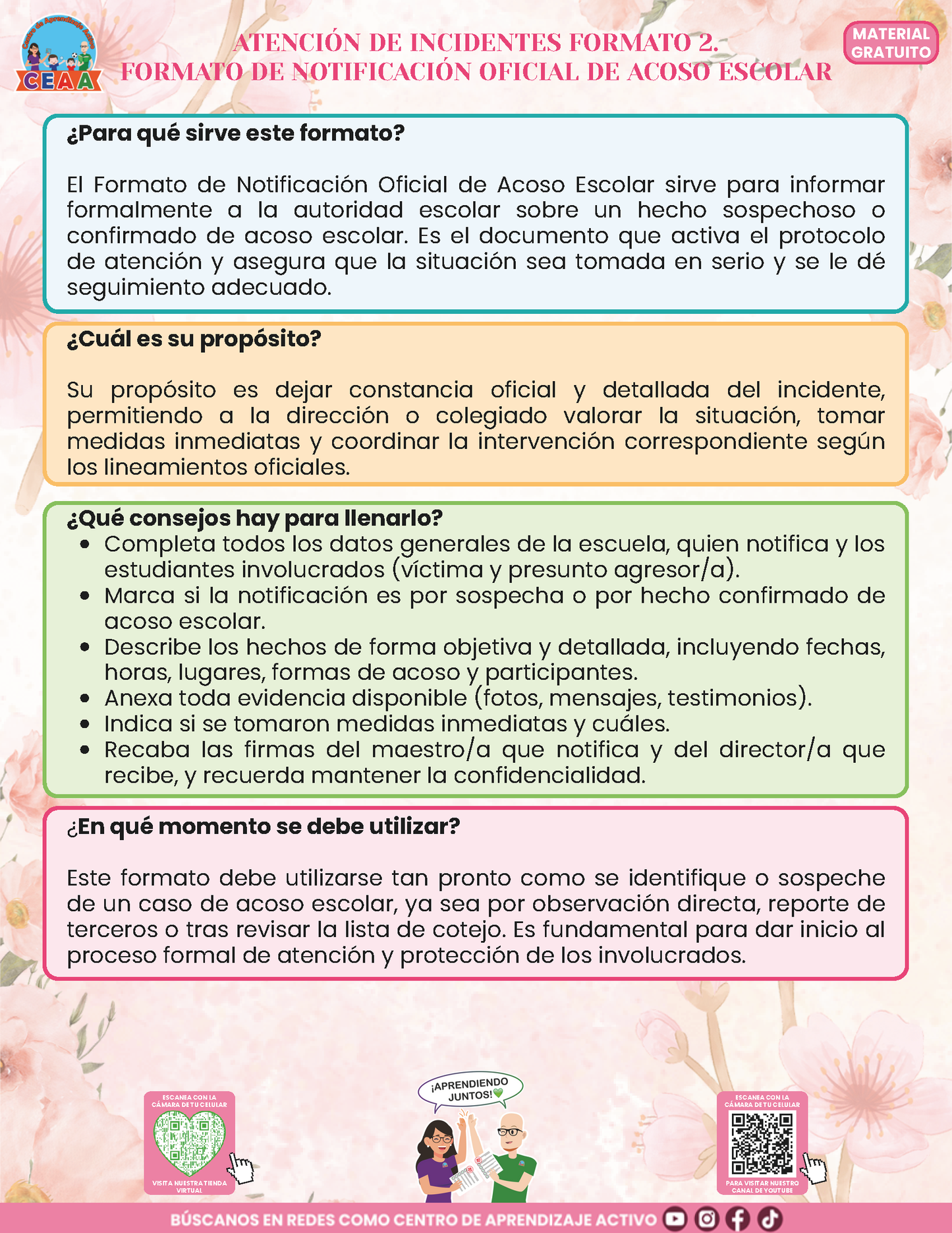 BITÁCORA PARA LA PREVENCIÓN, REGISTRO Y ATENCIÓN DE INCIDENCIAS Y ACOSO ESCOLAR en PDF Versión 3