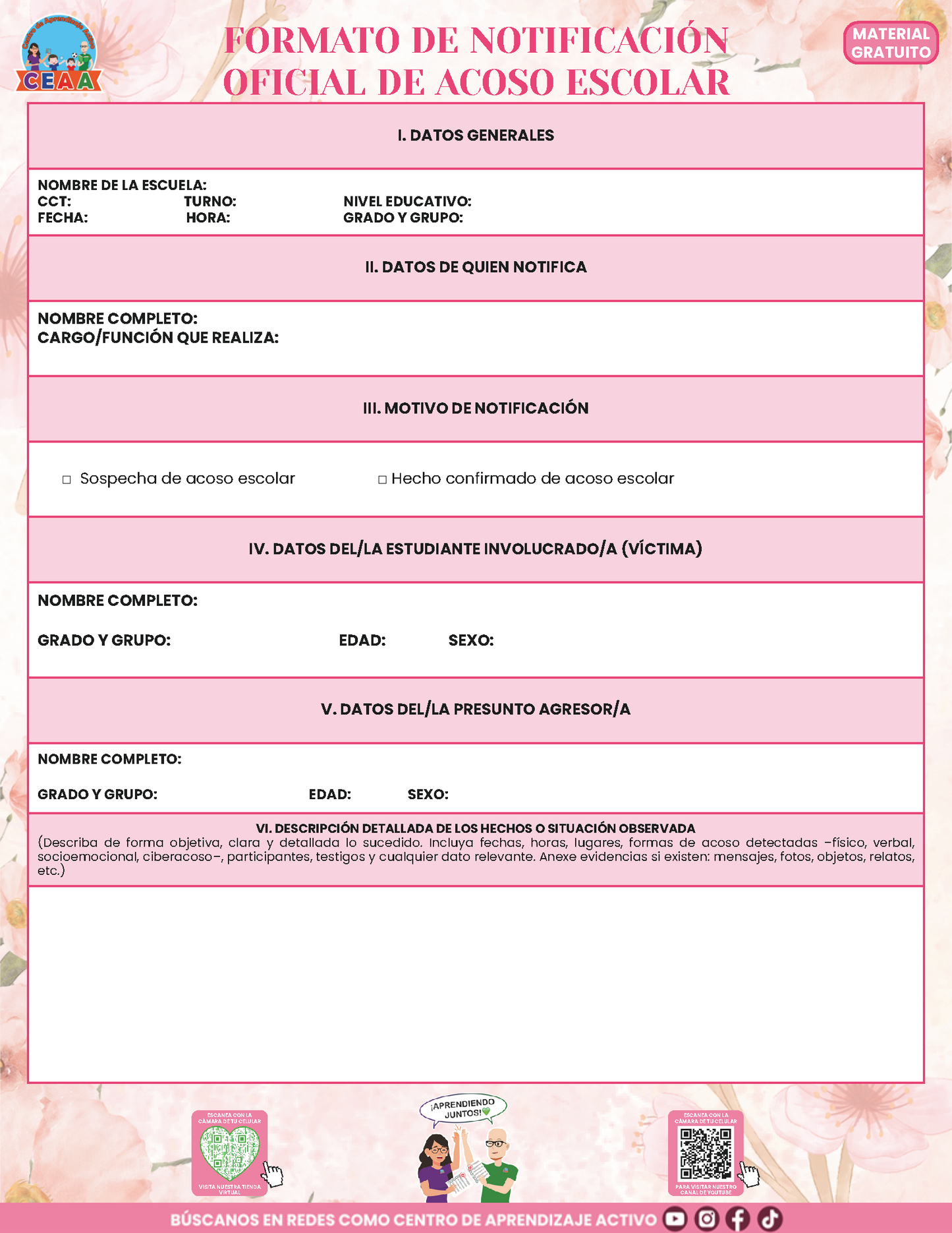 BITÁCORA PARA LA PREVENCIÓN, REGISTRO Y ATENCIÓN DE INCIDENCIAS Y ACOSO ESCOLAR en PDF Versión 3