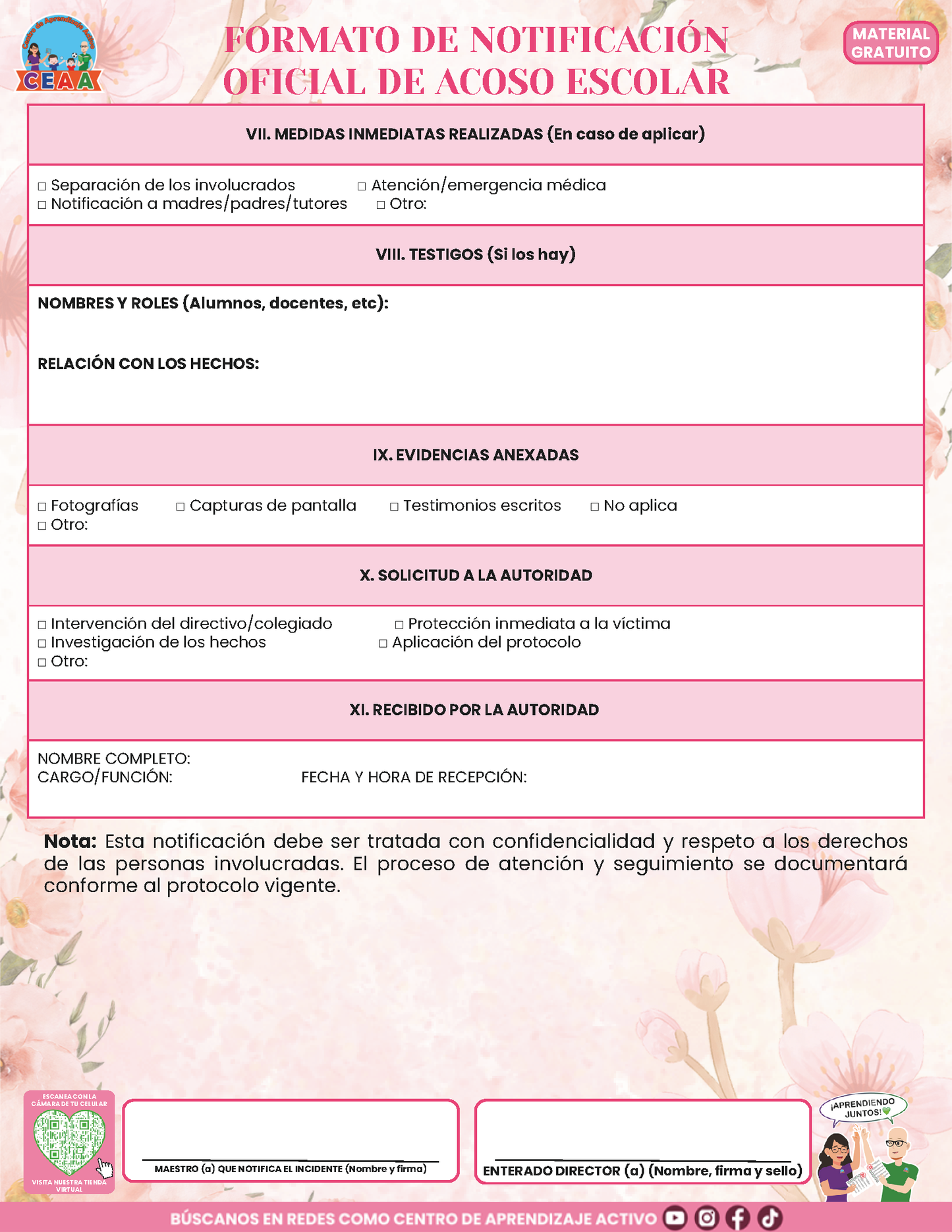 BITÁCORA PARA LA PREVENCIÓN, REGISTRO Y ATENCIÓN DE INCIDENCIAS Y ACOSO ESCOLAR en PDF Versión 3