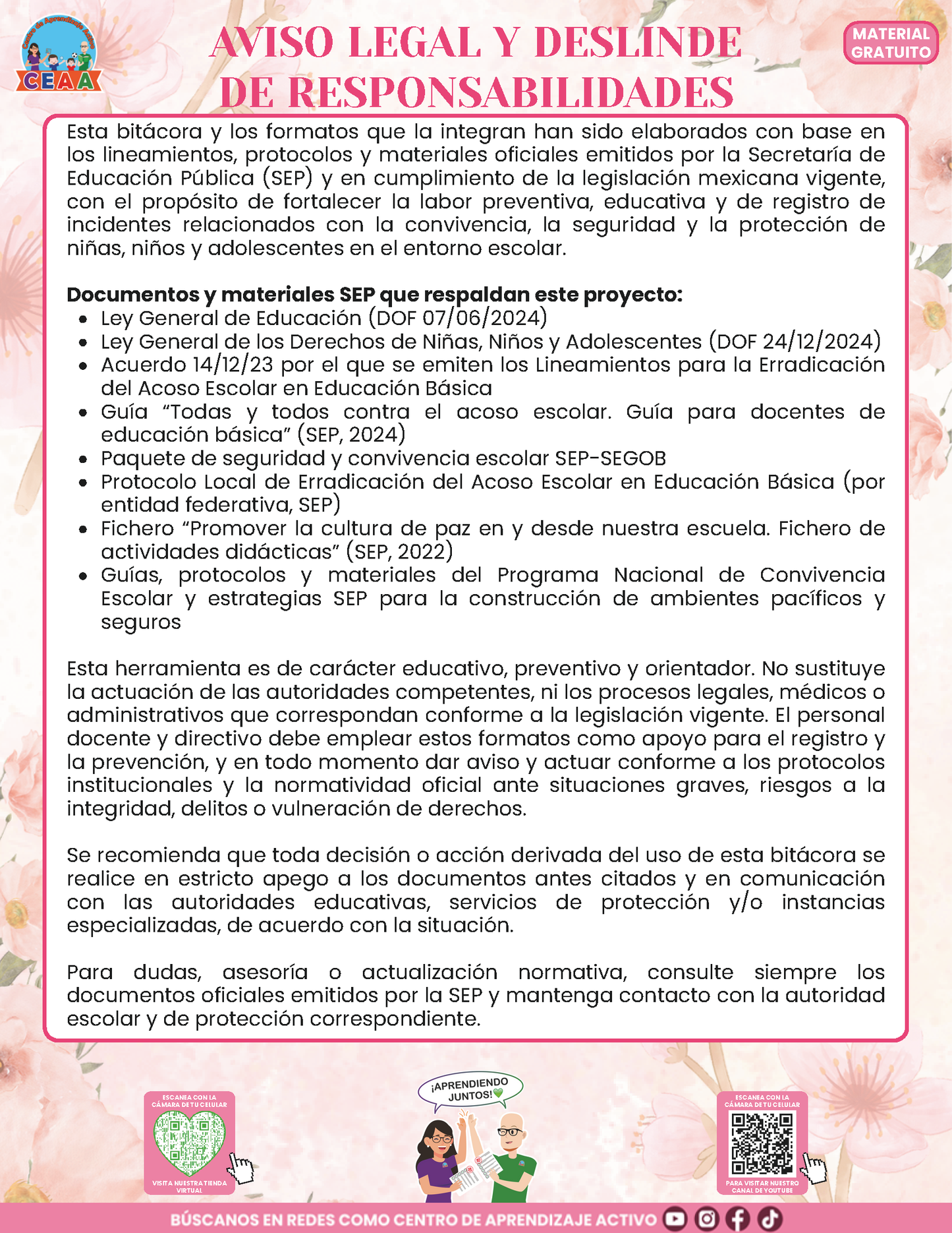 BITÁCORA PARA LA PREVENCIÓN, REGISTRO Y ATENCIÓN DE INCIDENCIAS Y ACOSO ESCOLAR en PDF Versión 3