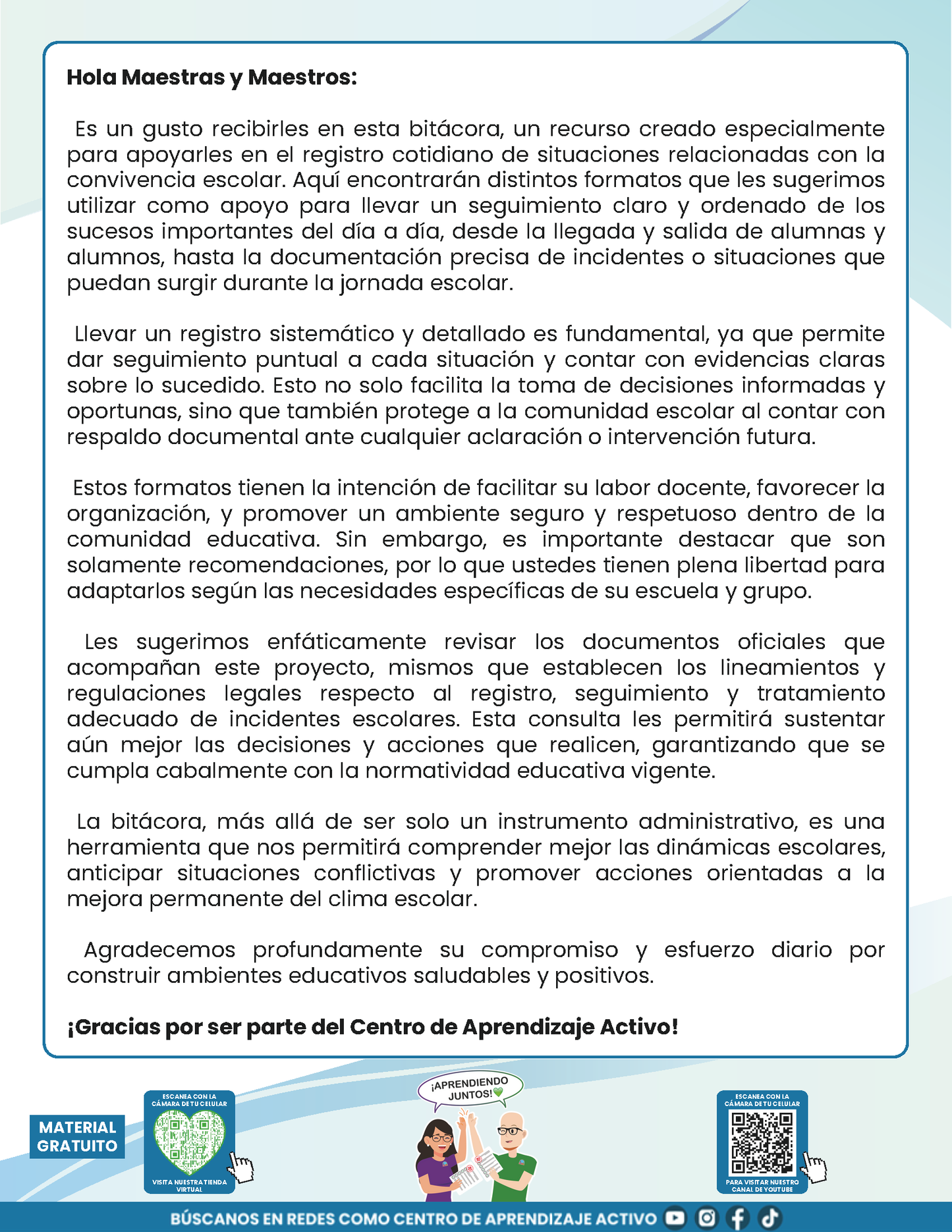 BITÁCORA PARA LA PREVENCIÓN, REGISTRO Y ATENCIÓN DE INCIDENCIAS Y ACOSO ESCOLAR en PDF Versión 2