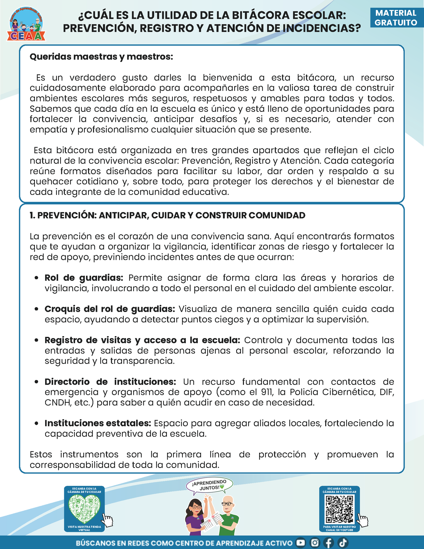 BITÁCORA PARA LA PREVENCIÓN, REGISTRO Y ATENCIÓN DE INCIDENCIAS Y ACOSO ESCOLAR en PDF Versión 2