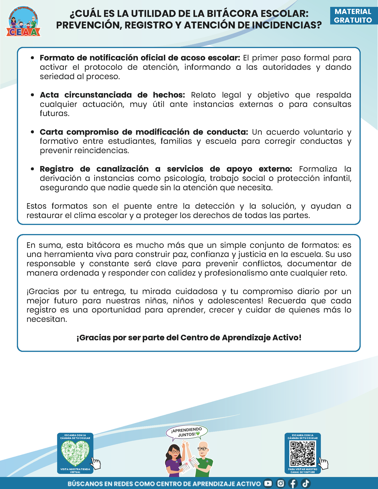 BITÁCORA PARA LA PREVENCIÓN, REGISTRO Y ATENCIÓN DE INCIDENCIAS Y ACOSO ESCOLAR en PDF Versión 2