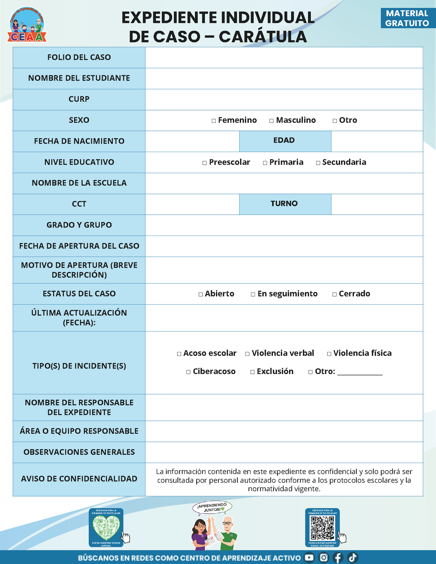 BITÁCORA PARA LA PREVENCIÓN, REGISTRO Y ATENCIÓN DE INCIDENCIAS Y ACOSO ESCOLAR en PDF Versión 2
