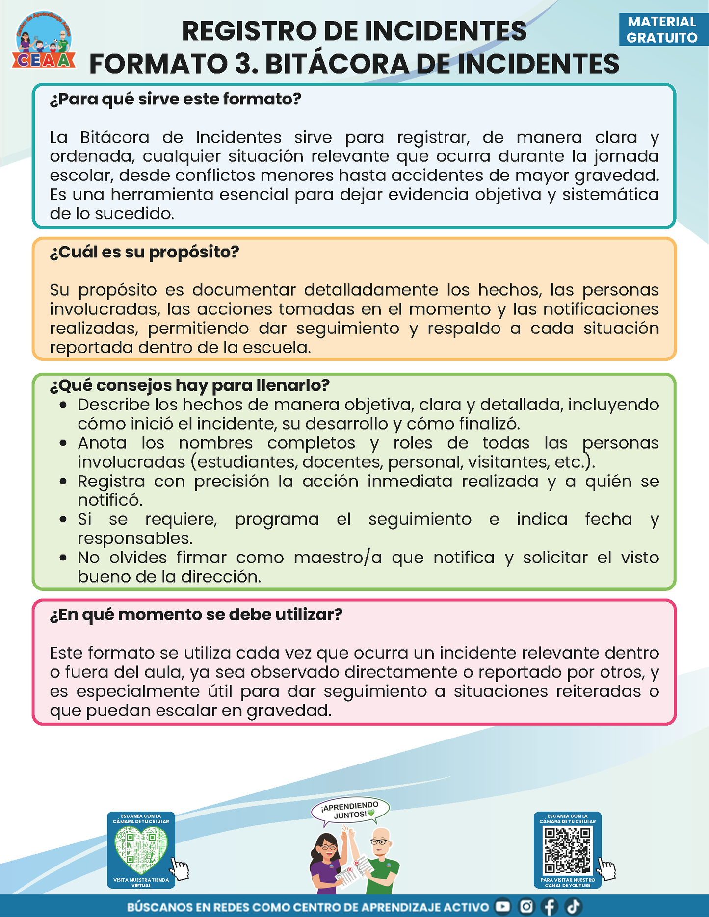 BITÁCORA PARA LA PREVENCIÓN, REGISTRO Y ATENCIÓN DE INCIDENCIAS Y ACOSO ESCOLAR en PDF Versión 2