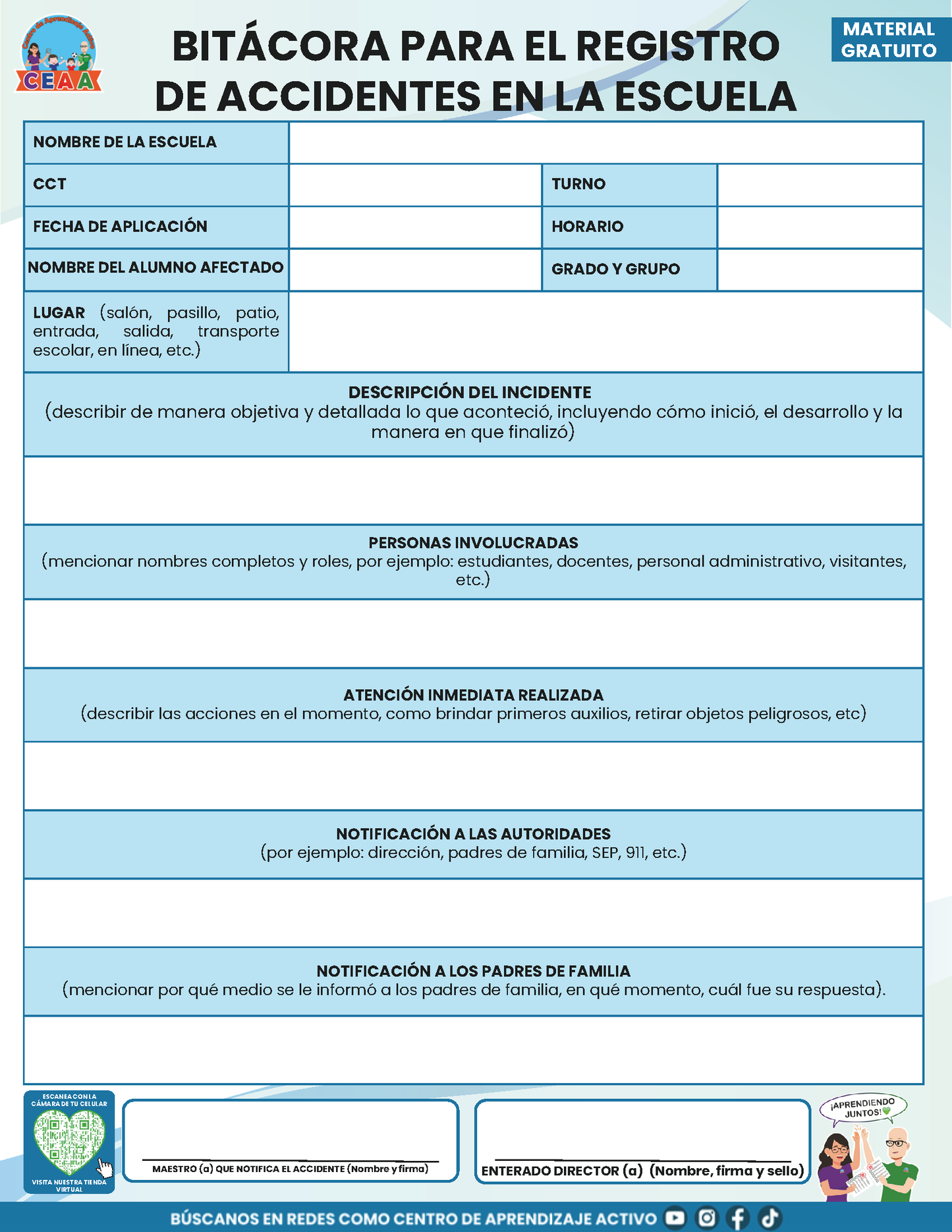 BITÁCORA PARA LA PREVENCIÓN, REGISTRO Y ATENCIÓN DE INCIDENCIAS Y ACOSO ESCOLAR en PDF Versión 2