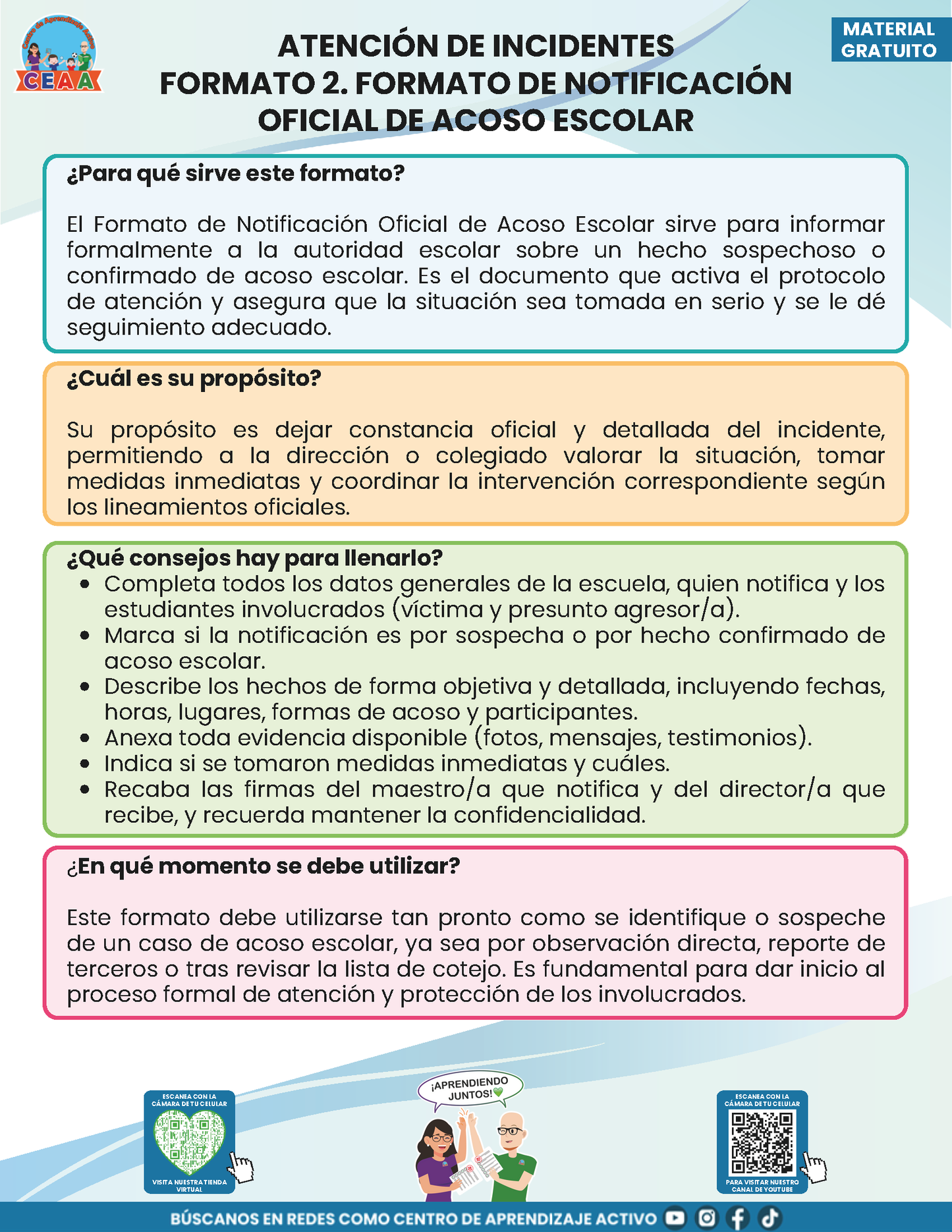 BITÁCORA PARA LA PREVENCIÓN, REGISTRO Y ATENCIÓN DE INCIDENCIAS Y ACOSO ESCOLAR en PDF Versión 2