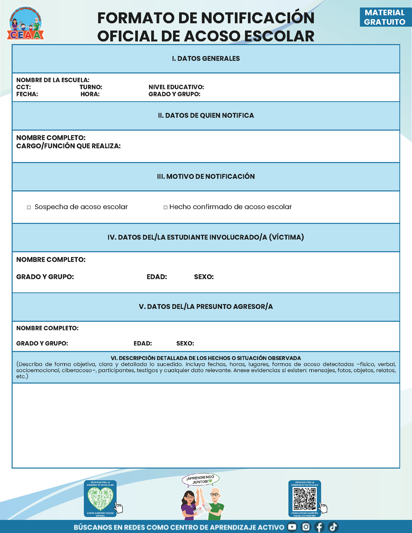 BITÁCORA PARA LA PREVENCIÓN, REGISTRO Y ATENCIÓN DE INCIDENCIAS Y ACOSO ESCOLAR en PDF Versión 2