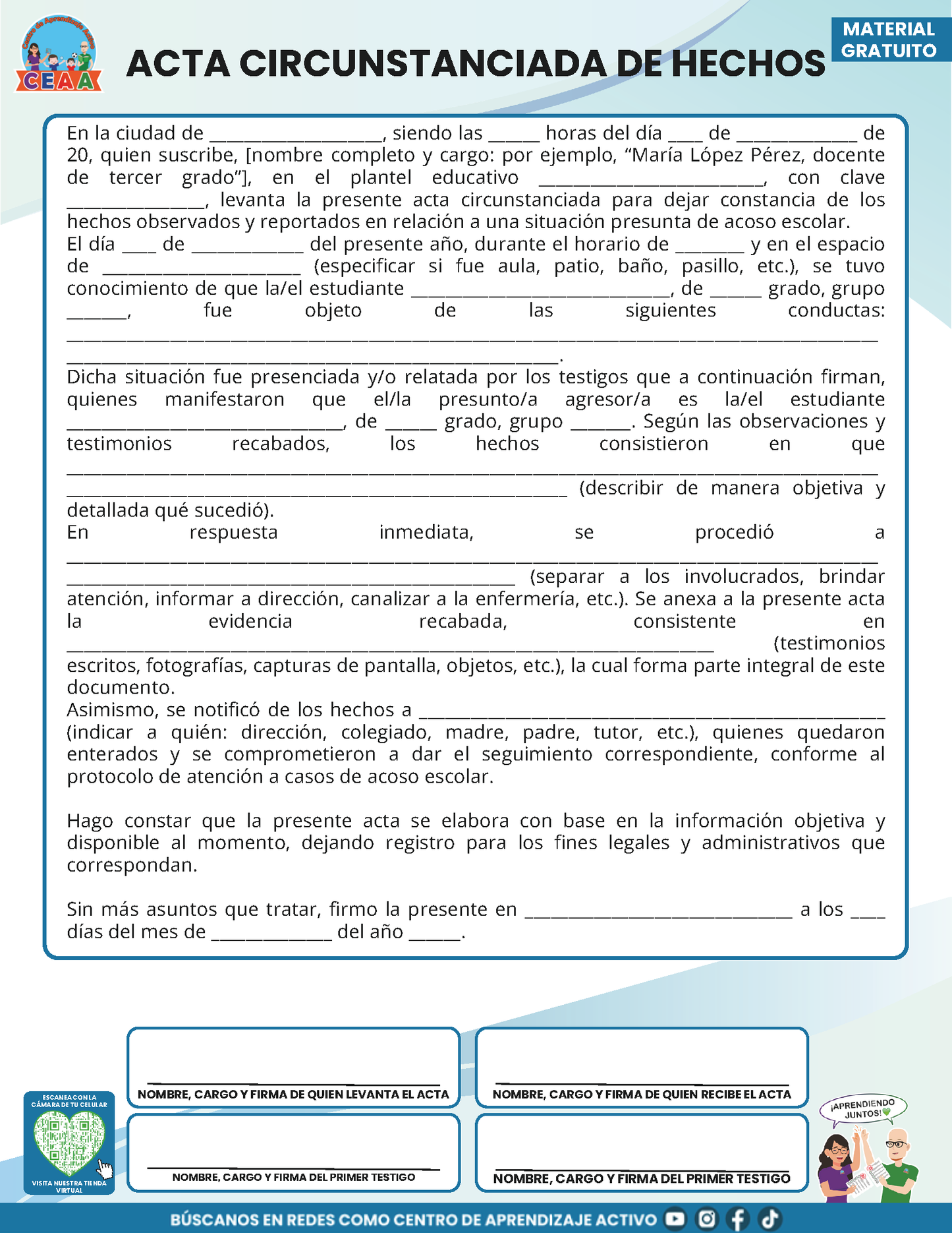 BITÁCORA PARA LA PREVENCIÓN, REGISTRO Y ATENCIÓN DE INCIDENCIAS Y ACOSO ESCOLAR en PDF Versión 2