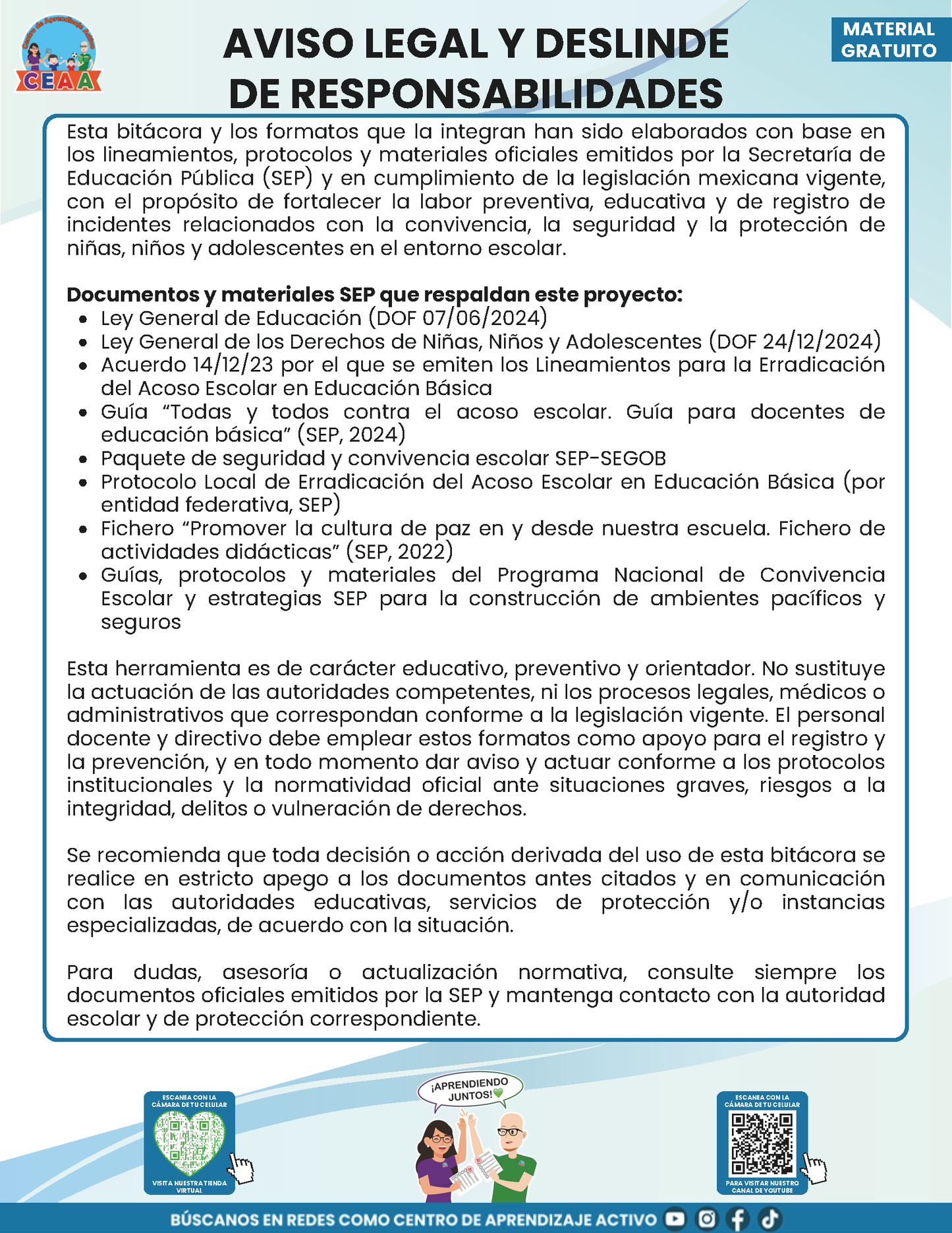 BITÁCORA PARA LA PREVENCIÓN, REGISTRO Y ATENCIÓN DE INCIDENCIAS Y ACOSO ESCOLAR en PDF Versión 2
