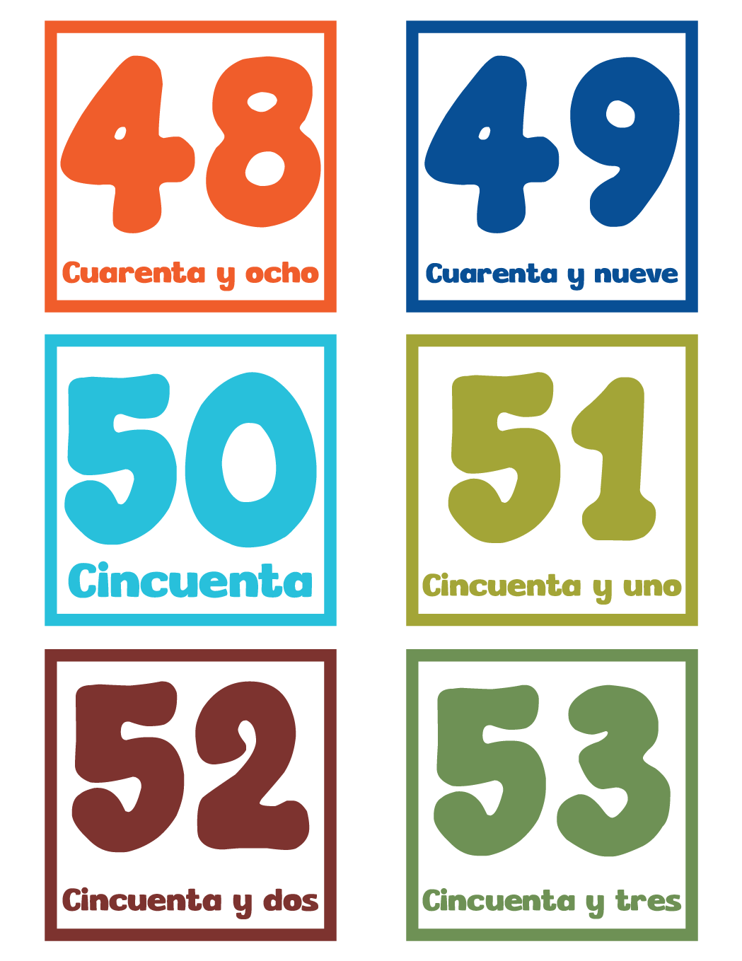 Memorama de los números hasta el 100 en PDF