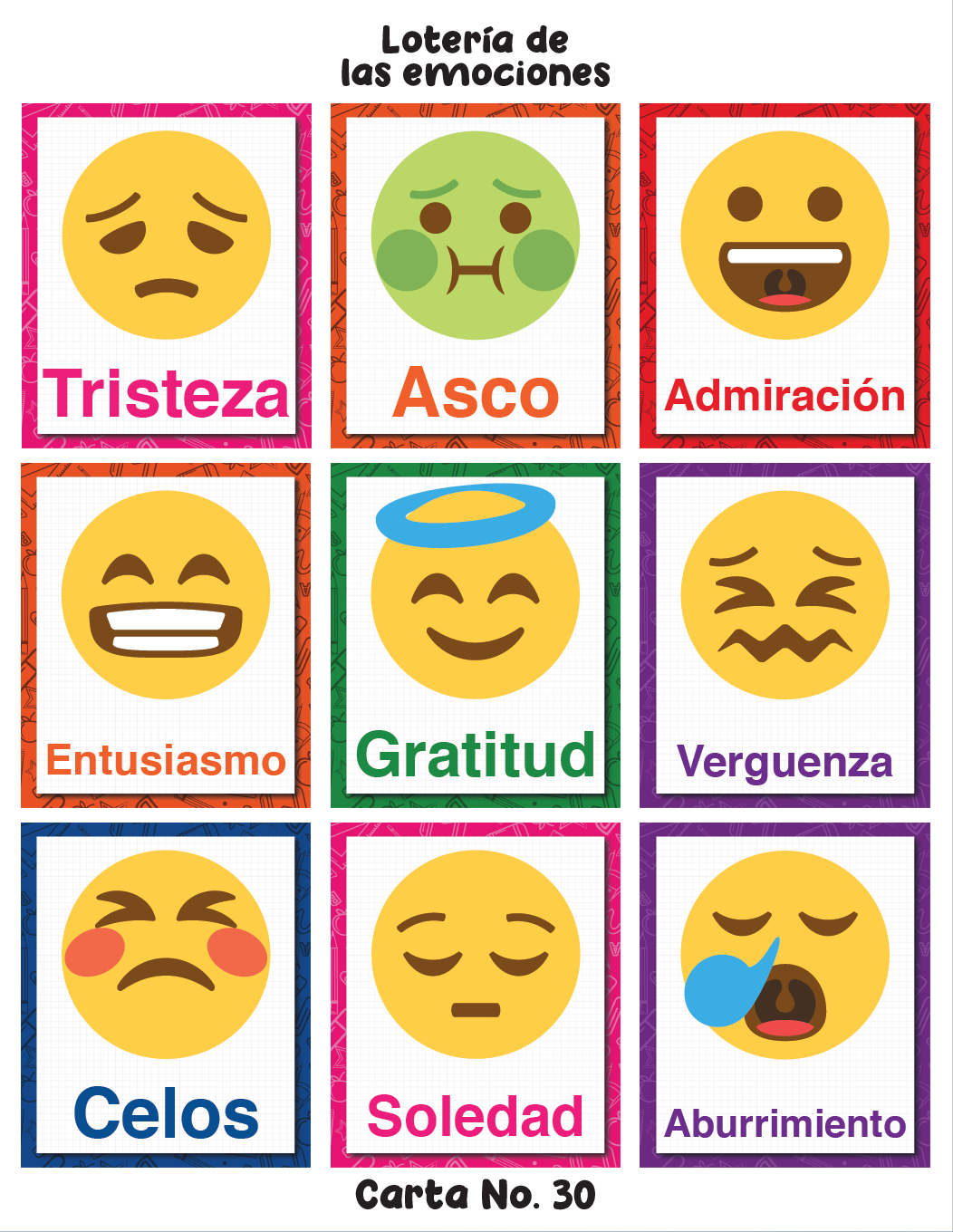 Lotería de las emociones en PDF