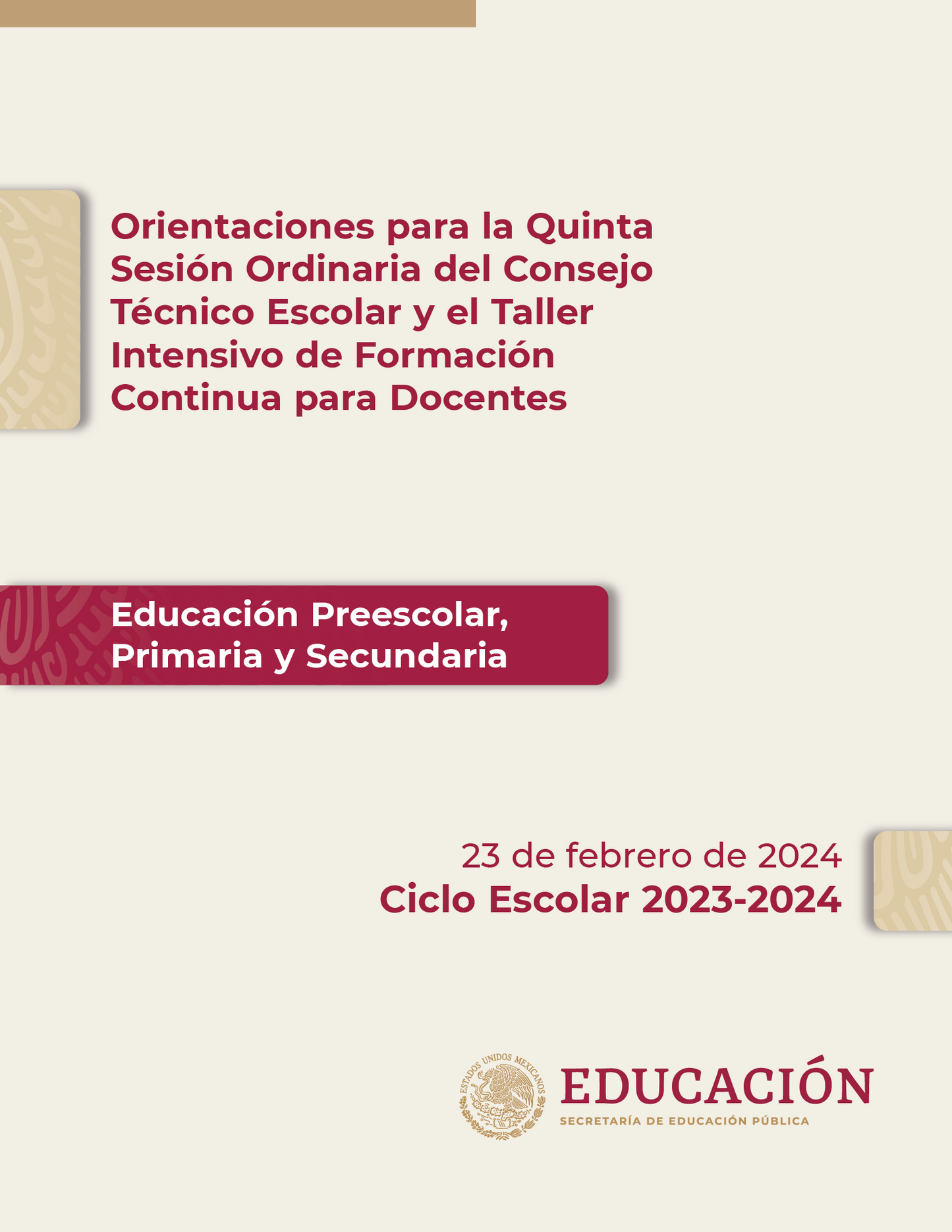 Cuadernillo QUINTA Sesión CTE FEBRERO 2024 Preescolar, Primaria y Secundaria