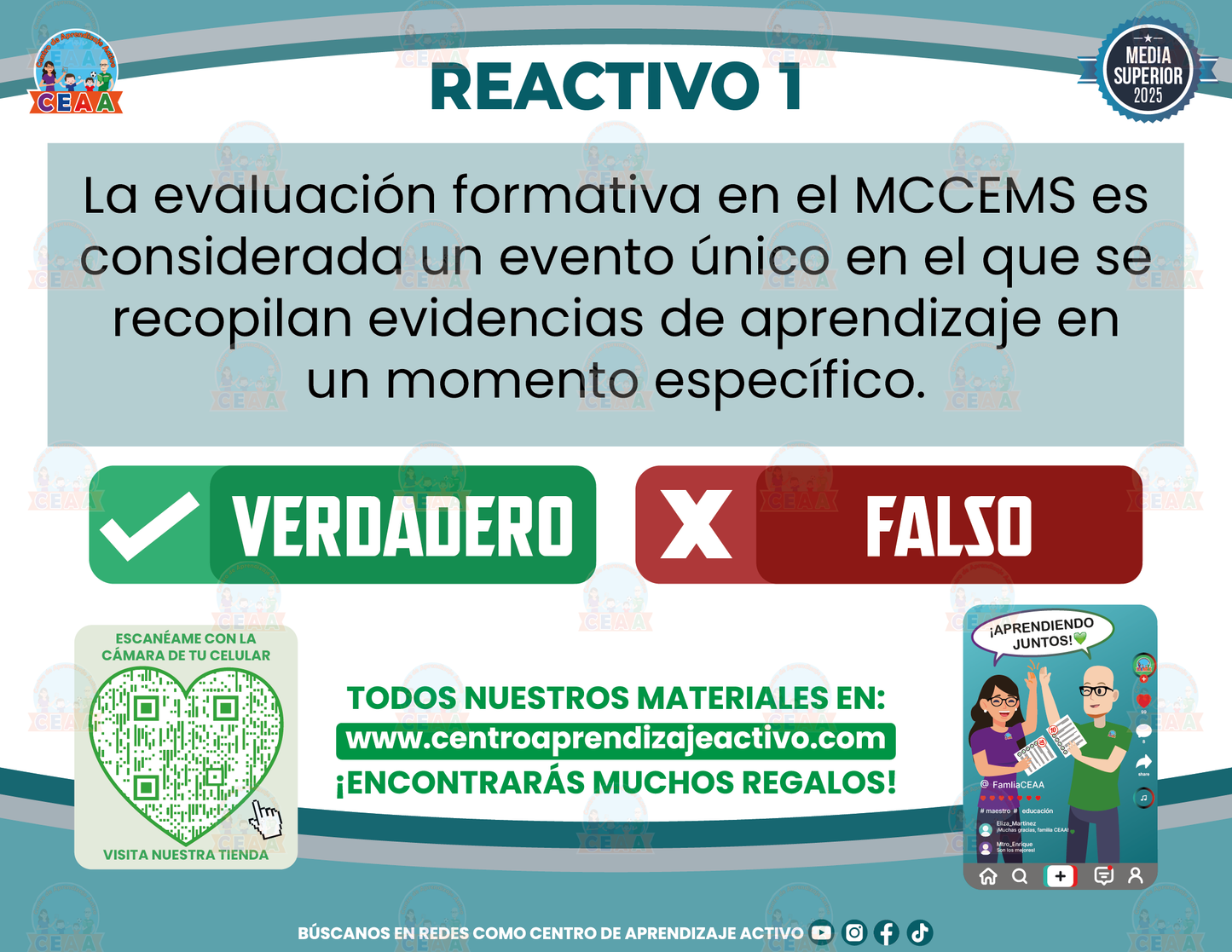 Cuadernillo de Estudio - Evaluación Formativa en el Marco Curricular Común de la Educación Media Superior Parte 1 - Verdadero o Falso Media Superior