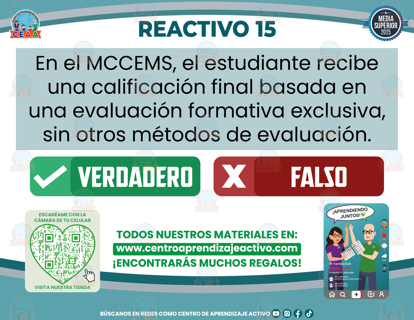 Cuadernillo de Estudio - Evaluación Formativa en el Marco Curricular Común de la Educación Media Superior Parte 1 - Verdadero o Falso Media Superior