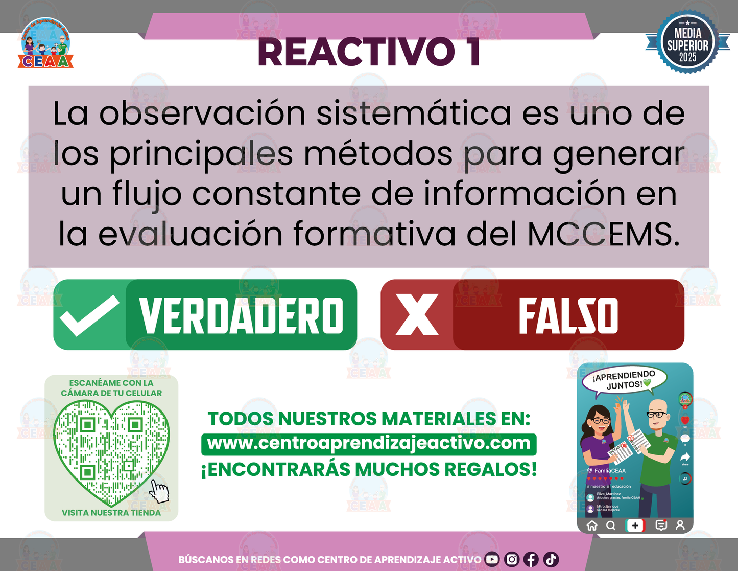 Cuadernillo de Estudio - Evaluación Formativa en el Marco Curricular Común de la Educación Media Superior Parte 2 - Verdadero o Falso Media Superior