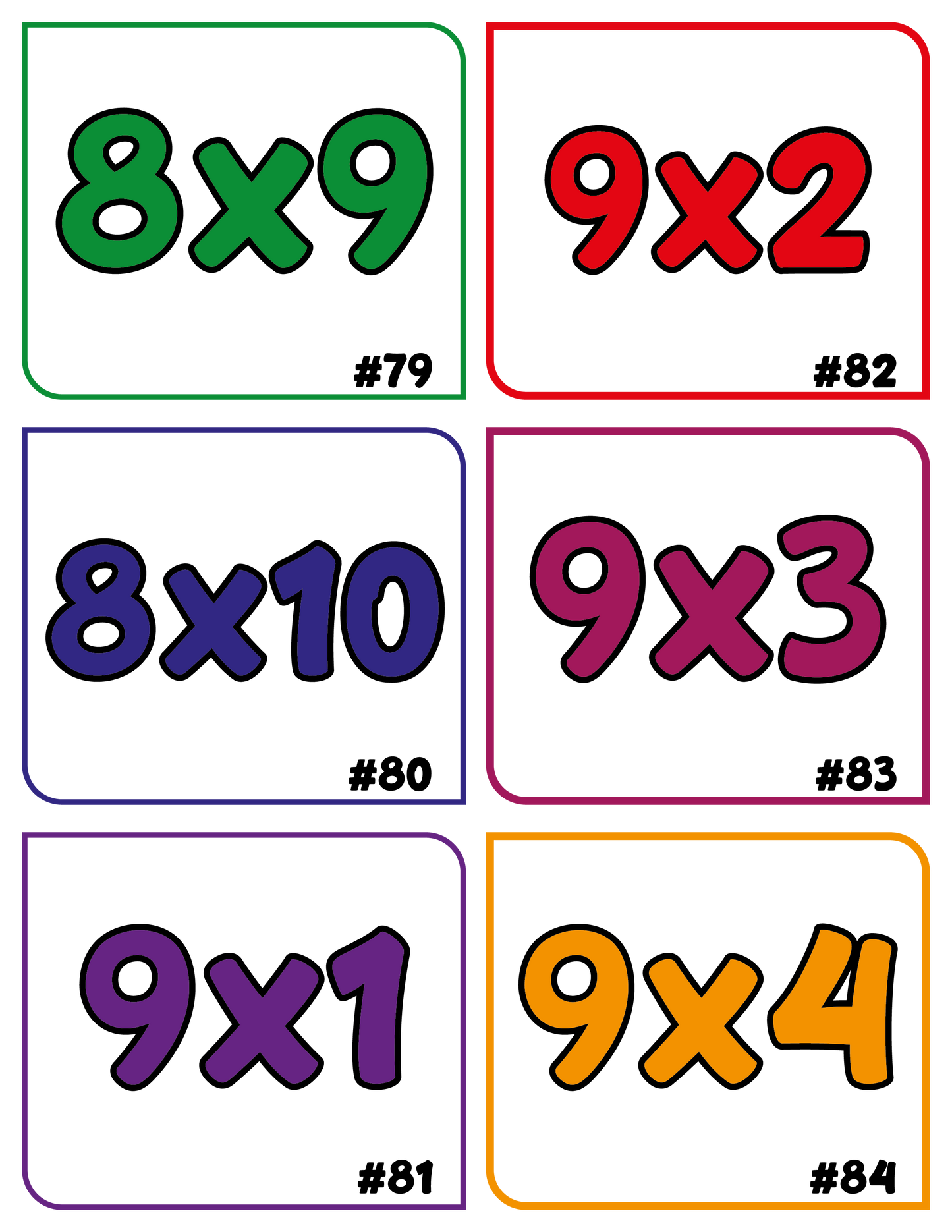 Flashcards Tablas de Multiplicar