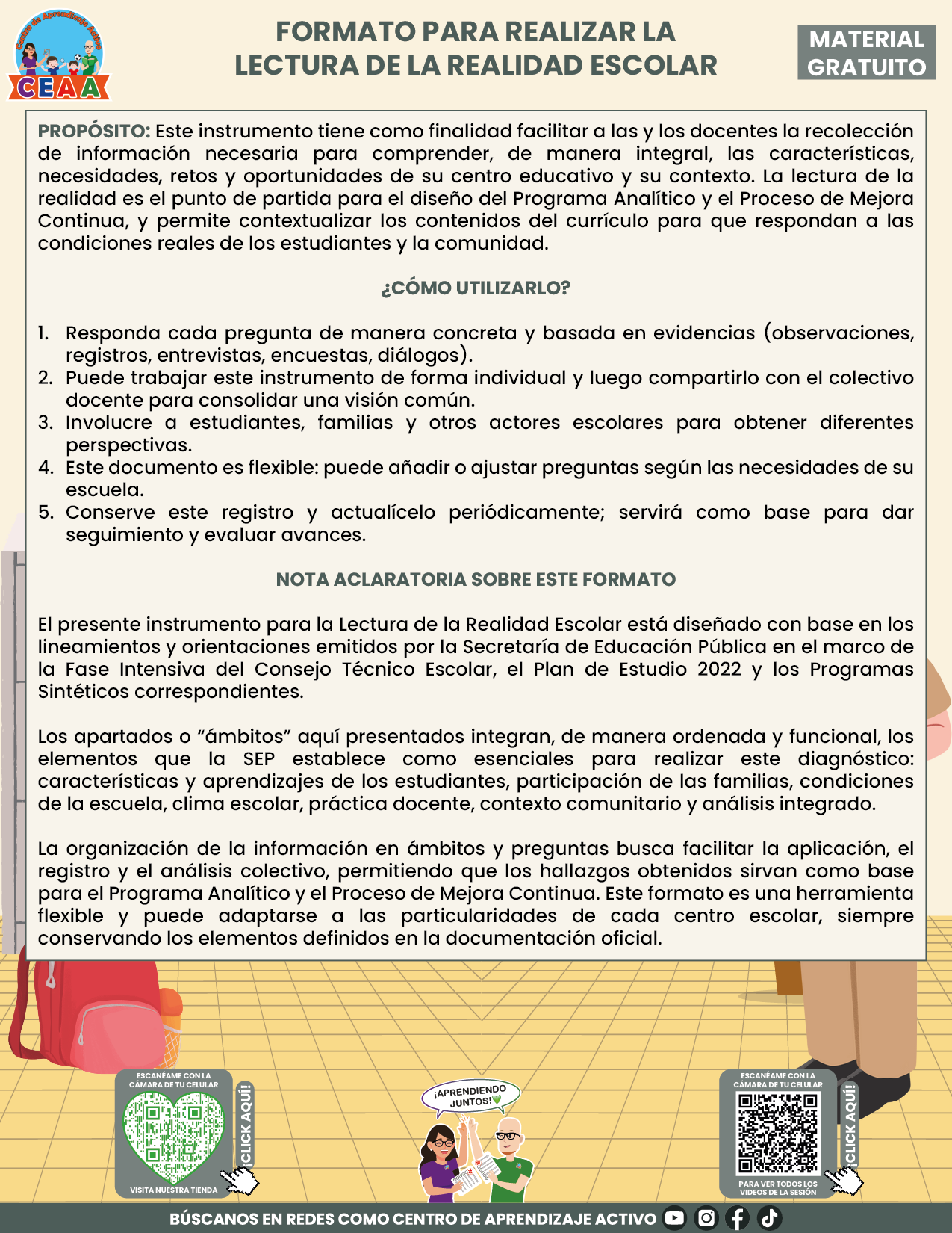 Formato para Realizar la Lectura de la Realidad Escolar en PDF FASE INTENSIVA 2025 2026