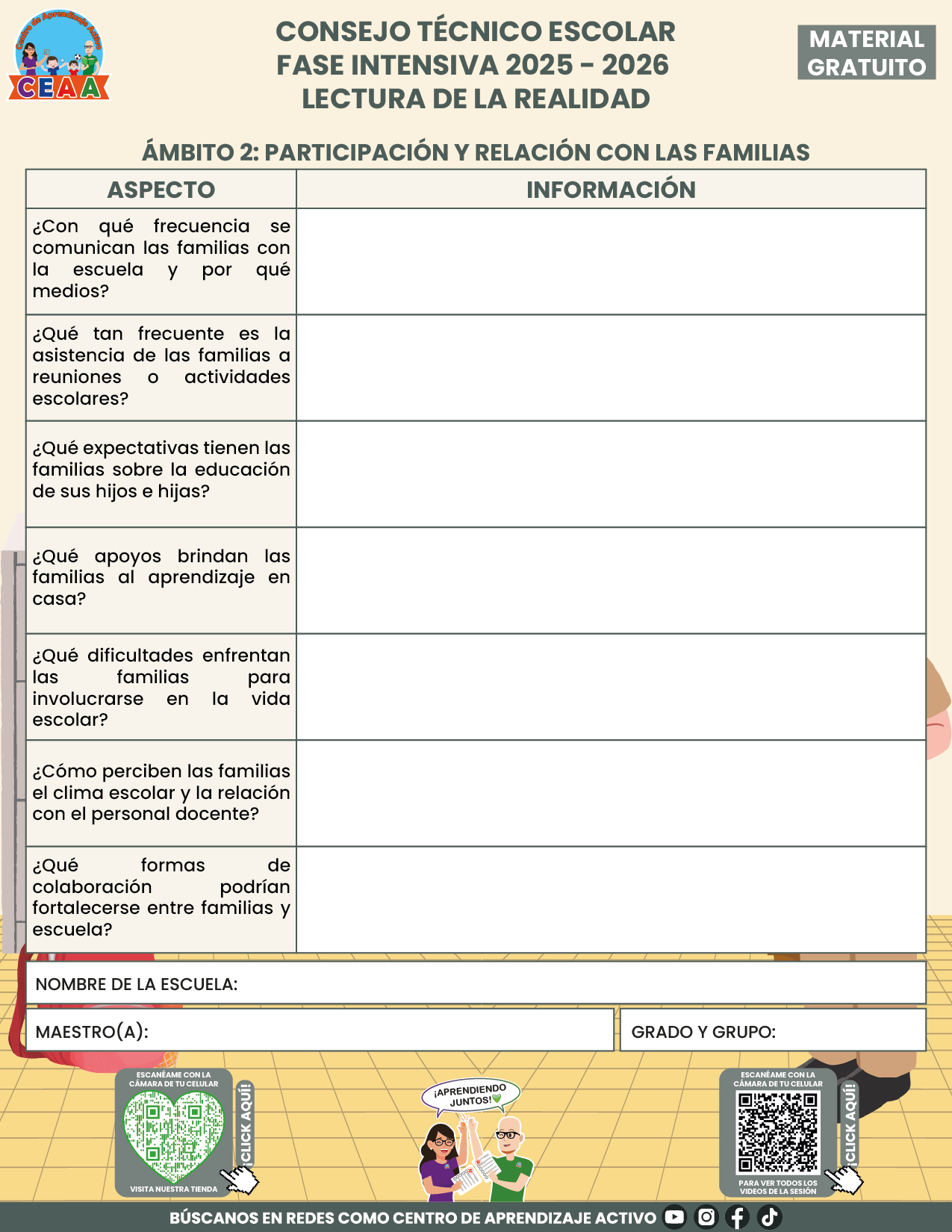 Formato para Realizar la Lectura de la Realidad Escolar en PDF FASE INTENSIVA 2025 2026