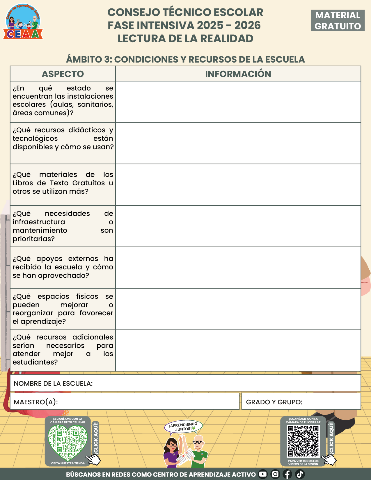 Formato para Realizar la Lectura de la Realidad Escolar en PDF FASE INTENSIVA 2025 2026