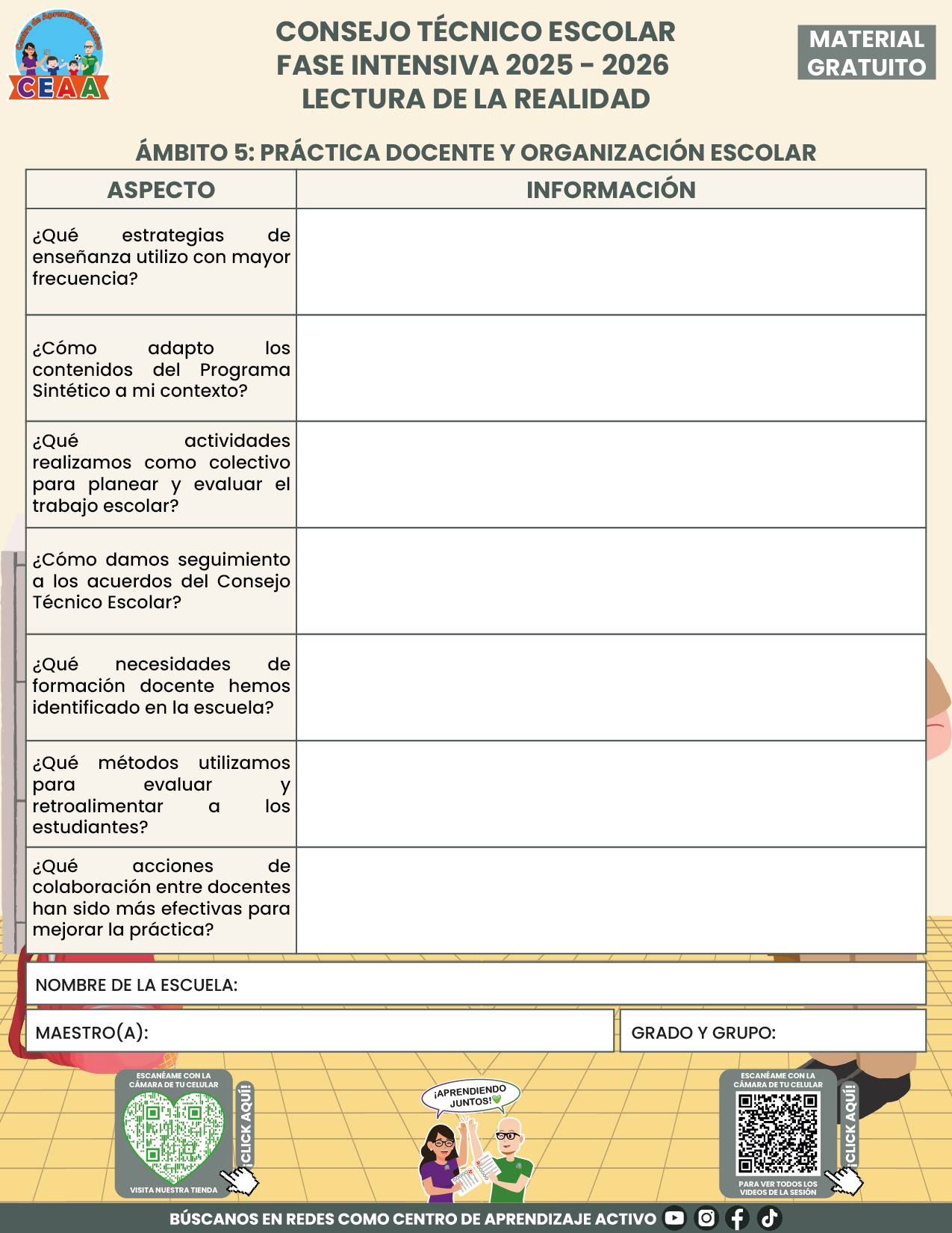 Formato para Realizar la Lectura de la Realidad Escolar en PDF FASE INTENSIVA 2025 2026