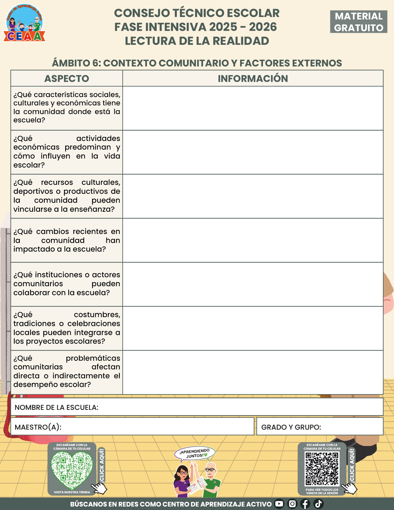 Formato para Realizar la Lectura de la Realidad Escolar en PDF FASE INTENSIVA 2025 2026