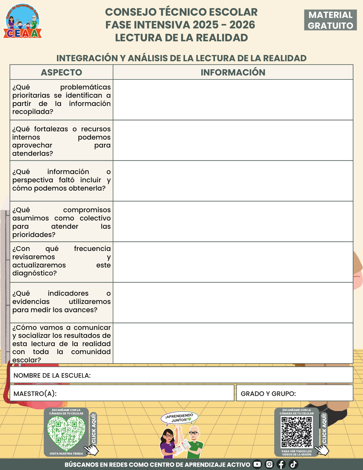 Formato para Realizar la Lectura de la Realidad Escolar en PDF FASE INTENSIVA 2025 2026