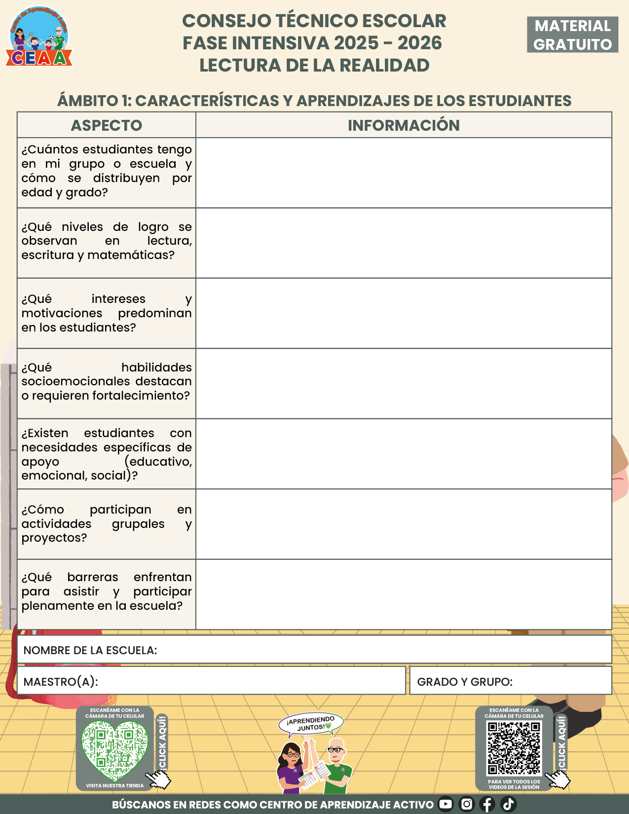 Formato para Realizar la Lectura de la Realidad Escolar en PDF FASE INTENSIVA 2025 2026