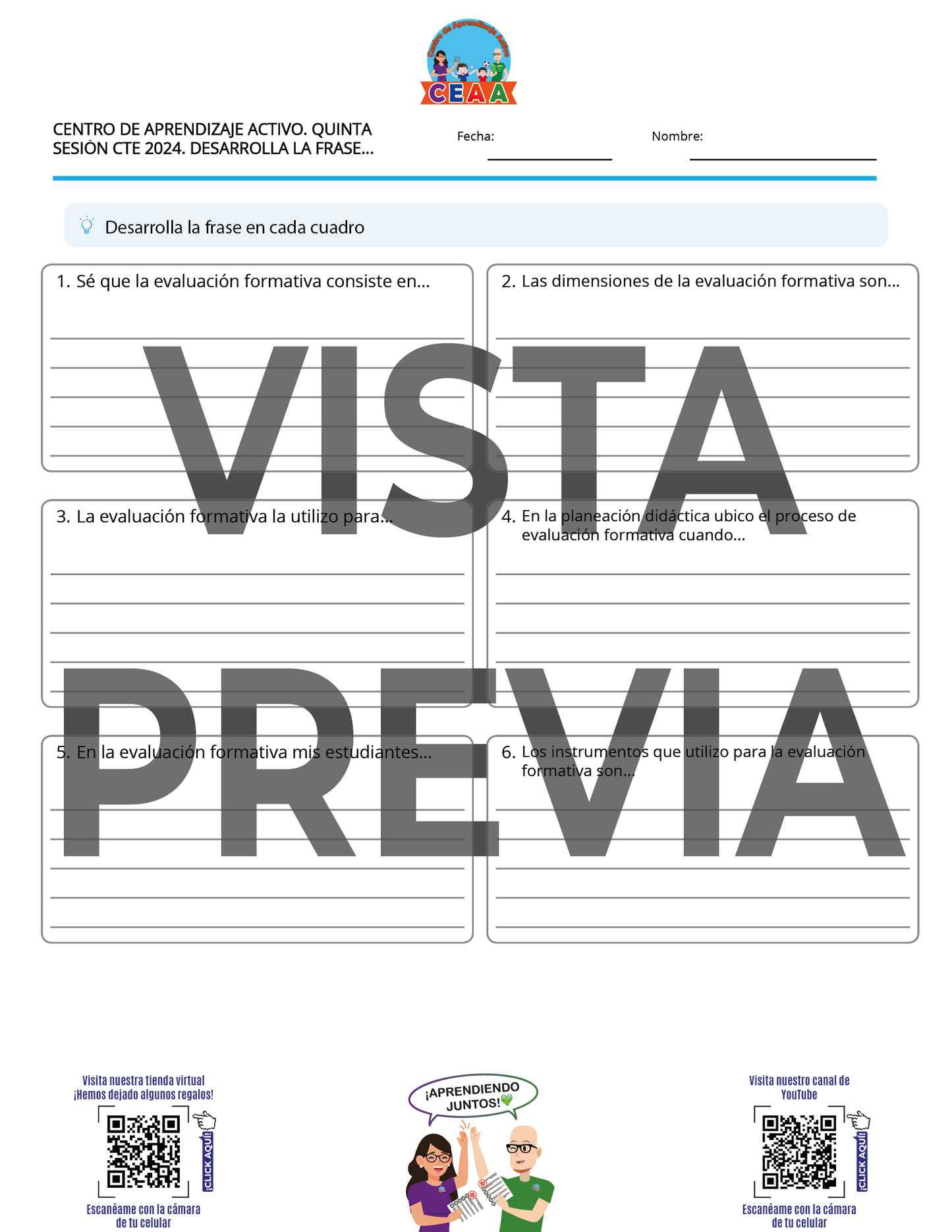 Juegos en PDF para imprimir Quinta Sesión CTE Preescolar, Primaria y Secundaria