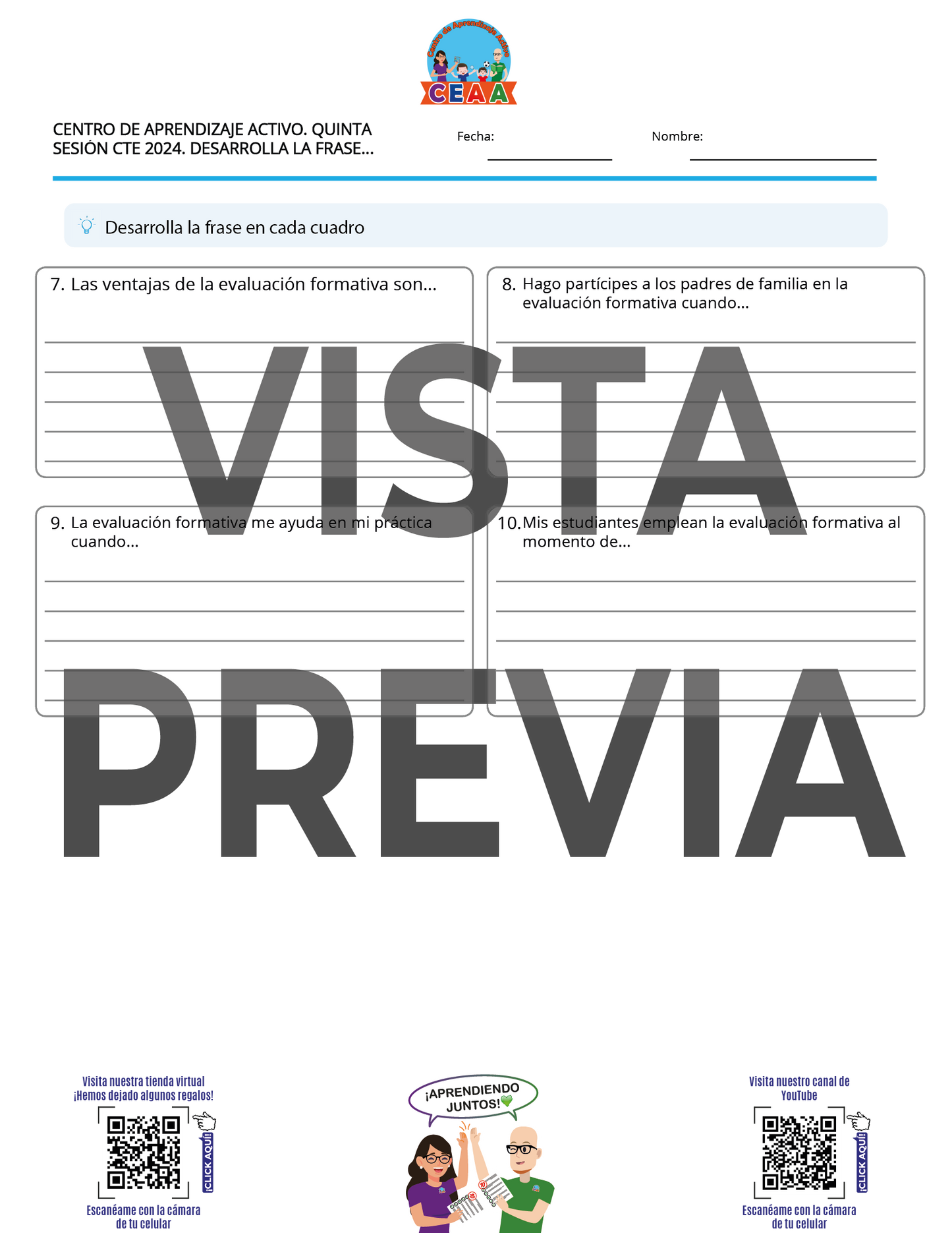 Juegos en PDF para imprimir Quinta Sesión CTE Preescolar, Primaria y Secundaria