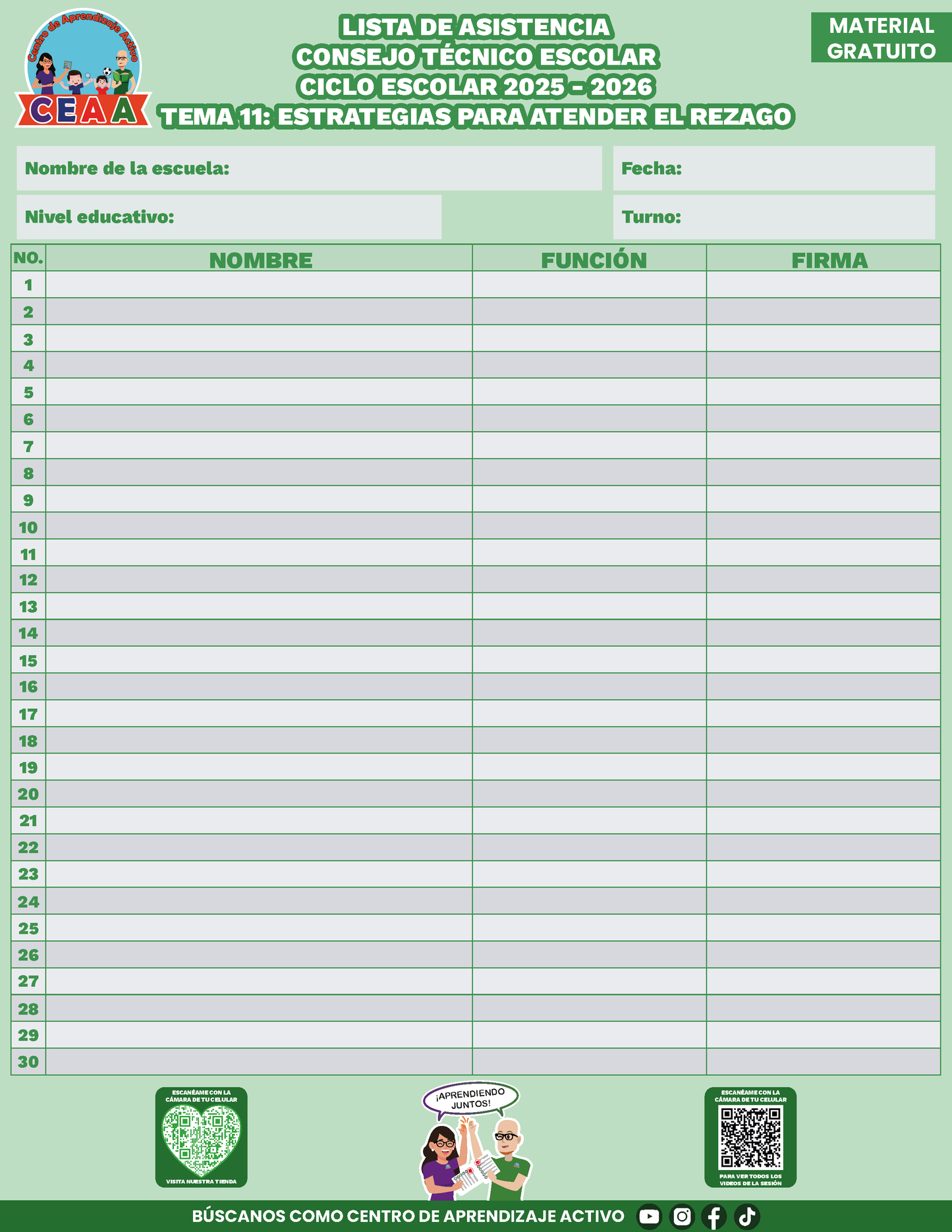 Lista de Asistencia CTE Tema 11 en PDF