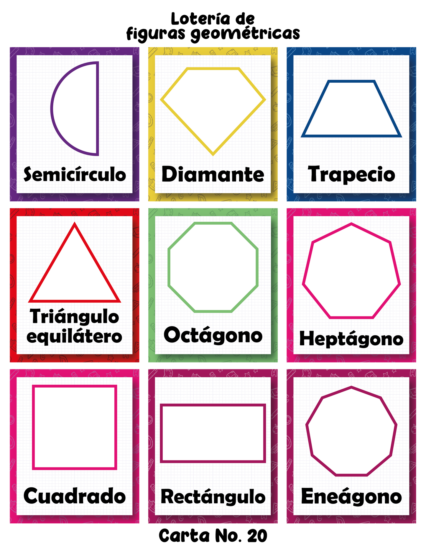 Lotería de Figuras Geométricas