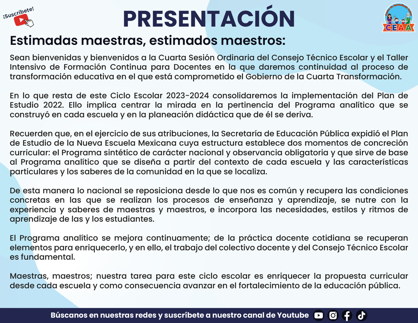 PRESENTACIÓN CUARTA SESIÓN CONSEJO TÉCNICO ESCOLAR PARA DOCENTES