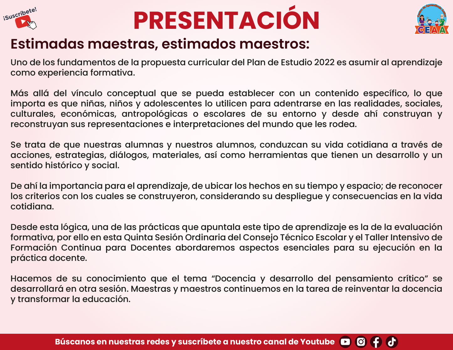 PRESENTACIÓN QUINTA SESIÓN CONSEJO TÉCNICO ESCOLAR PARA DOCENTES