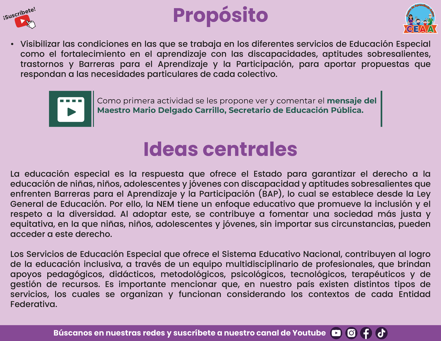 Presentación CTE TEMA 9: EDUCACIÓN LA NEM Y LA ESPECIAL
