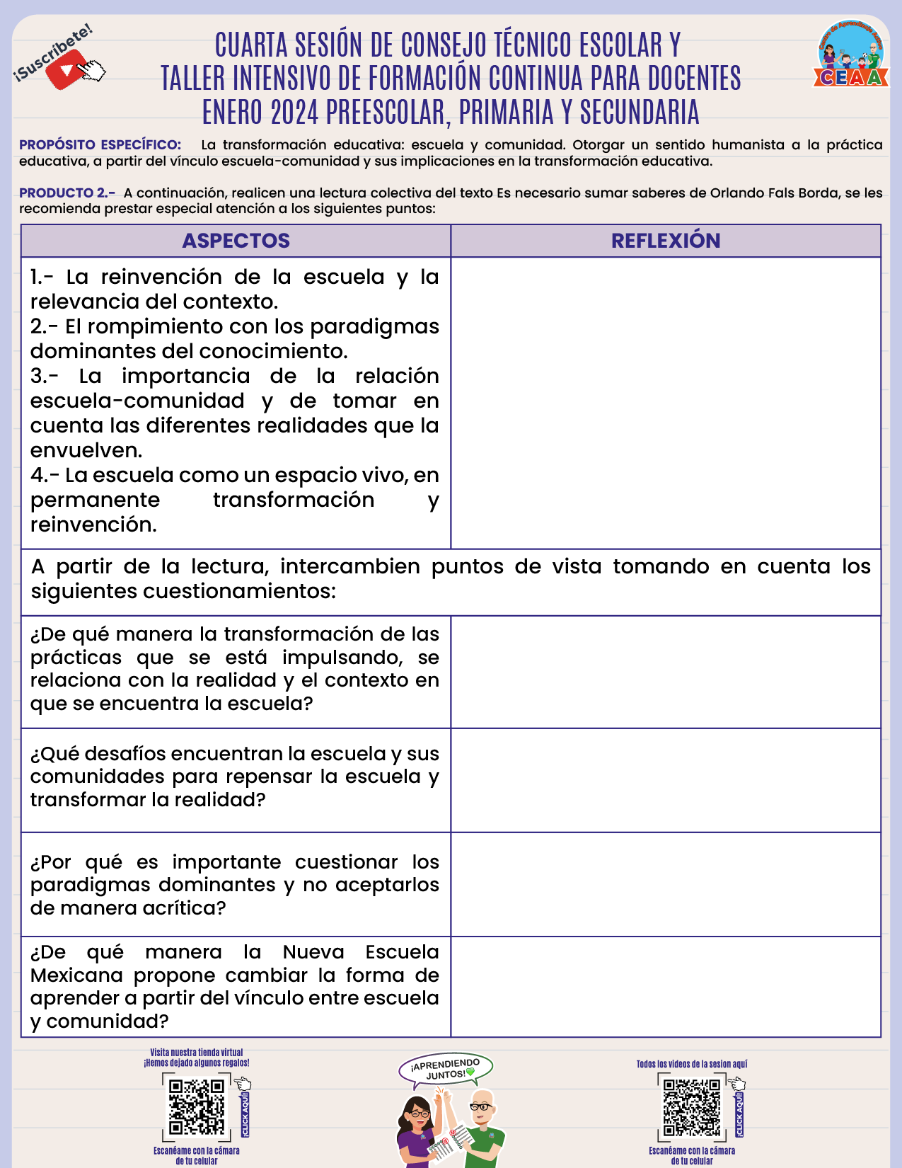 FORMATOS PRODUCTOS CONSEJO TÉCNICO ESCOLAR SESIÓN 4