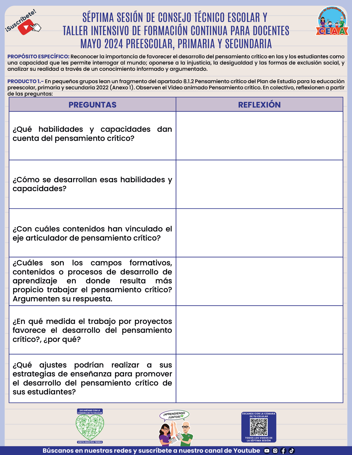 Formatos Productos Séptima Sesión CTE Preescolar, Primaria y Secundaria