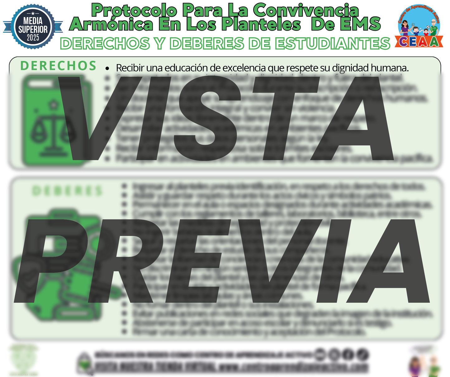 Infografía Protocolo para la Convivencia Armónica en los Planteles de EMS - Derechos y Deberes de Estudiantes
