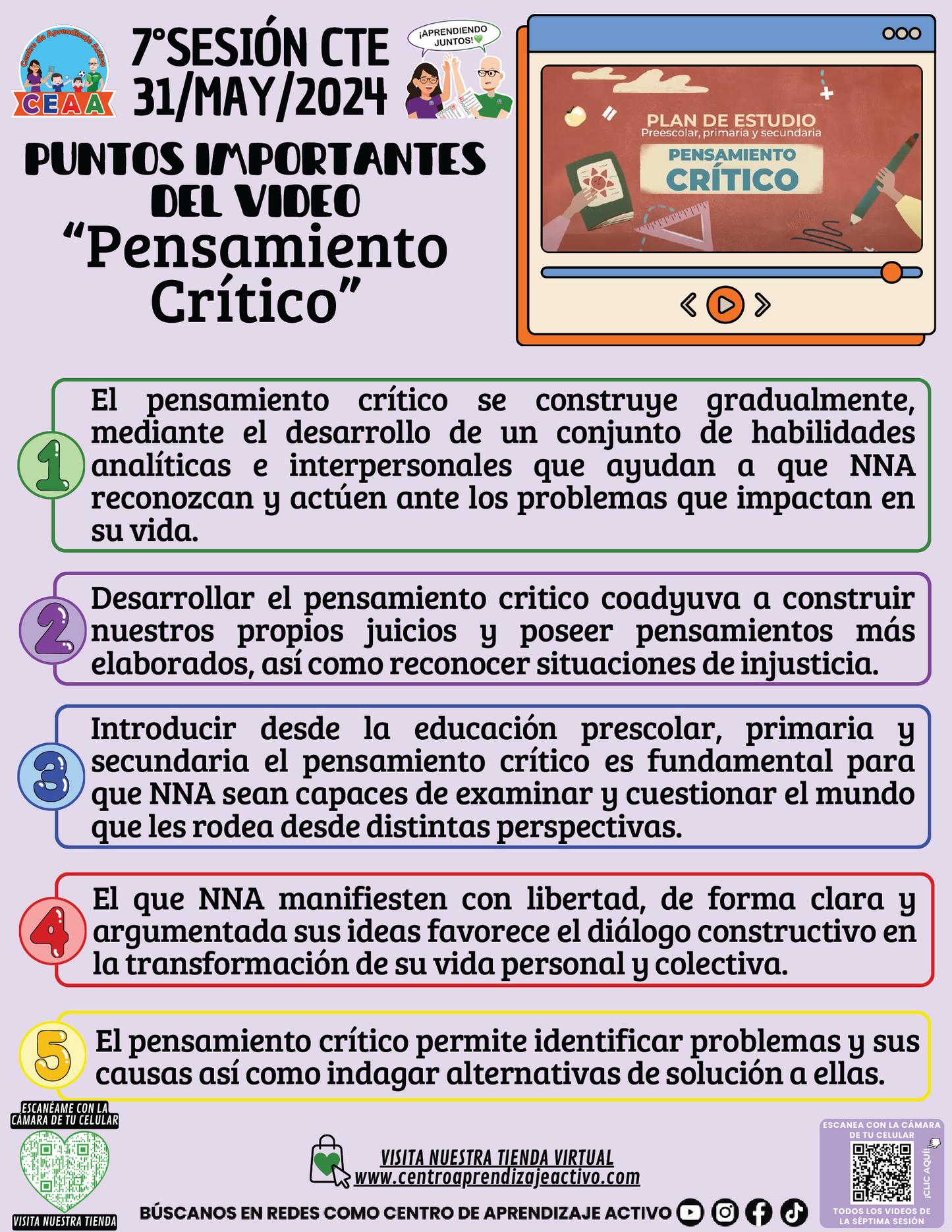 PUNTOS IMPORTANTES DEL VIDEO - Pensamiento Crítico