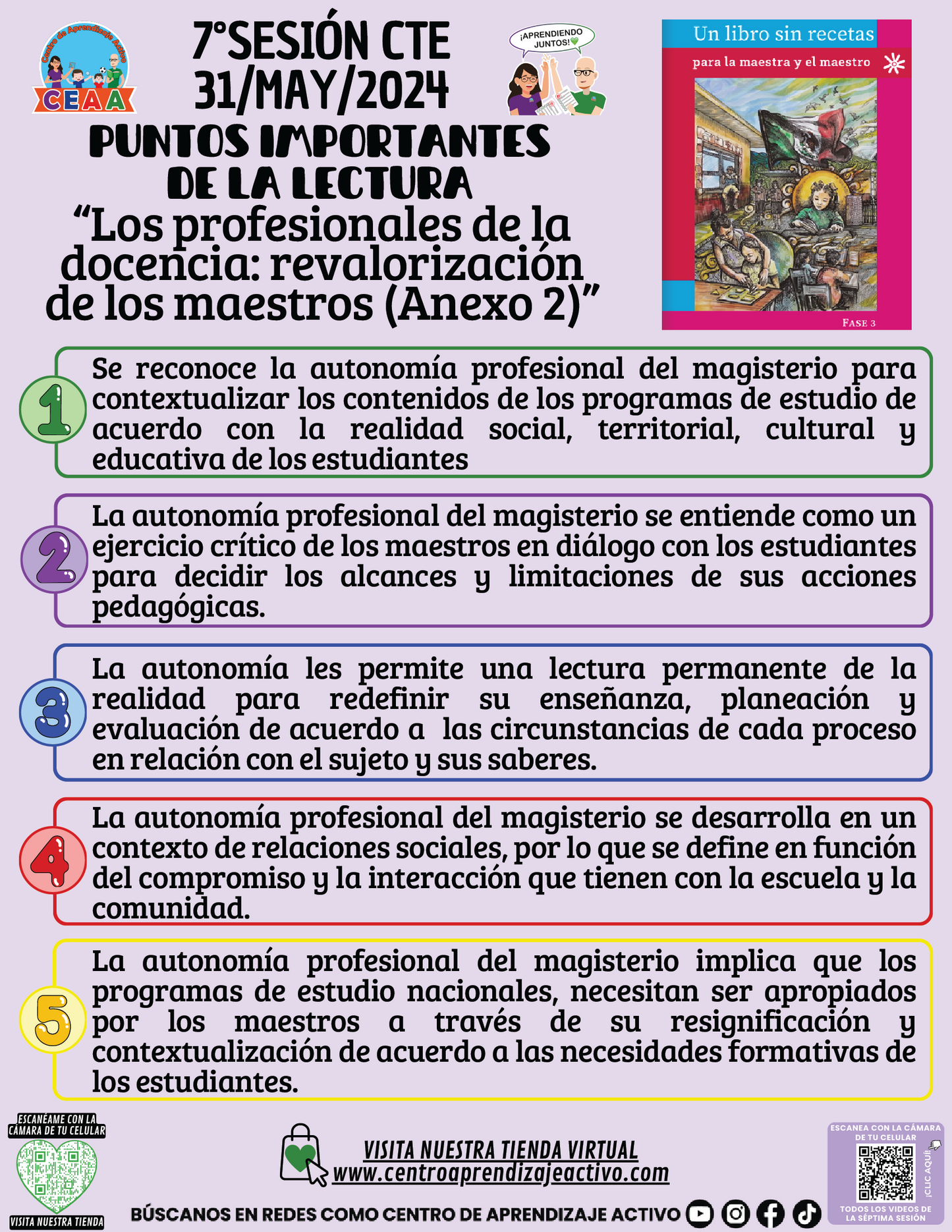 PUNTOS IMPORTANTES DE LA LECTURA - Los profesionales de la docencia: revalorización de los maestros (Anexo 2)
