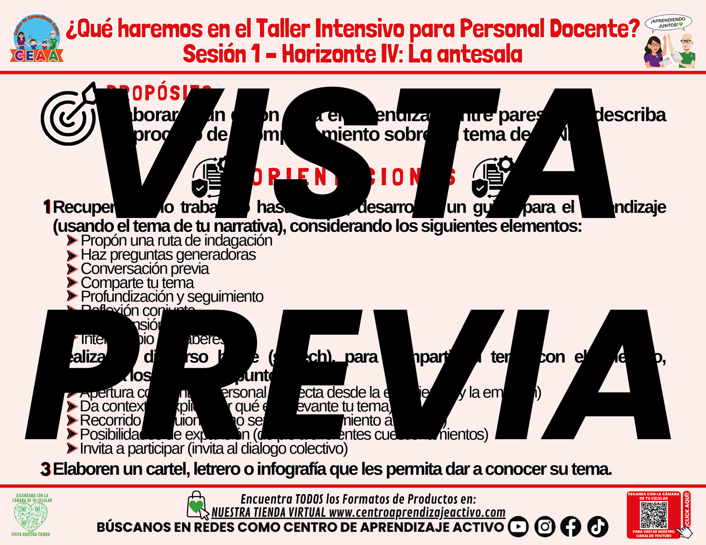 Infografía ¿Qué Haremos en la Sesión 1 del Taller Intensivo? - Horizonte 4