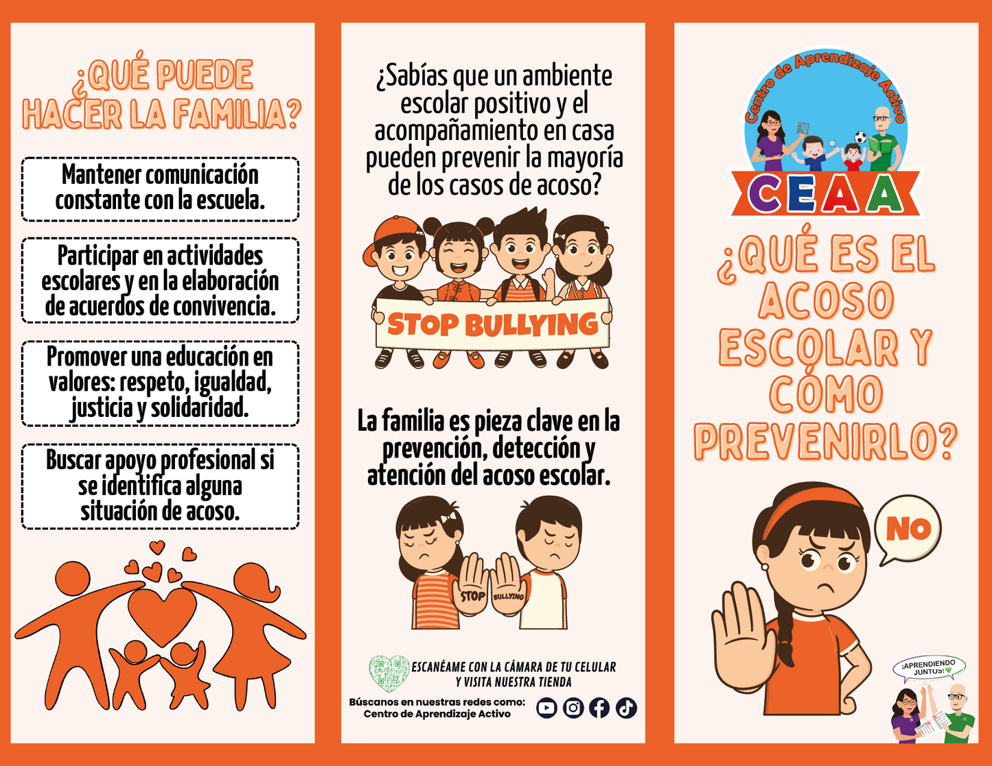 Tríptico ¿QUÉ ES EL ACOSO ESCOLAR Y CÓMO PREVENIRLO? (Editable en PowerPoint)