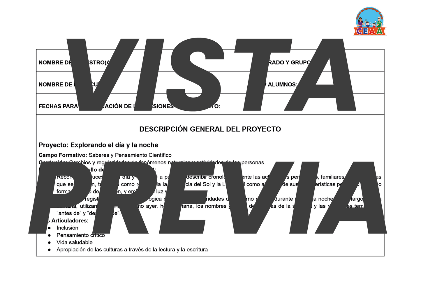 Planeación Primero de Primaria Volumen 1