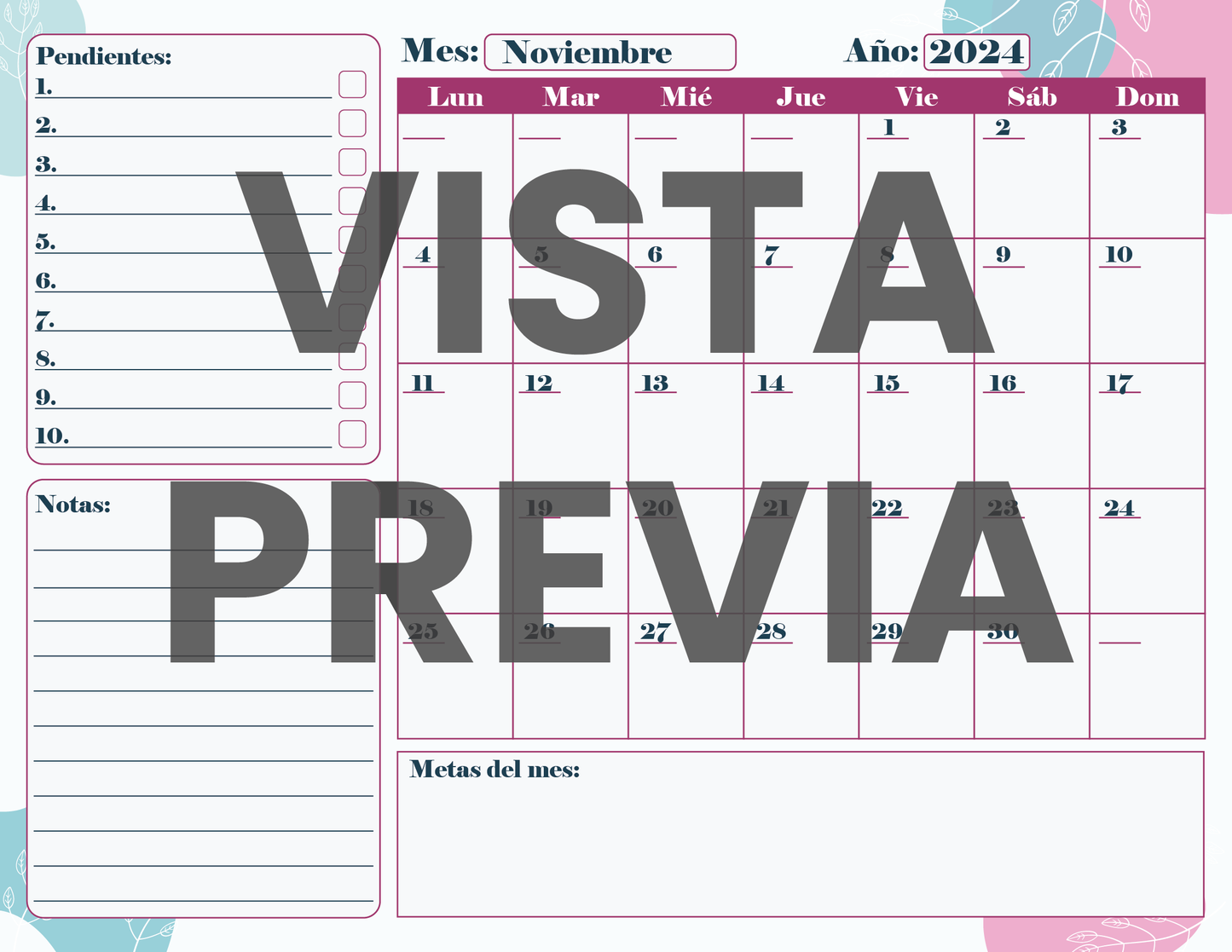 Agenda Flores DIRECTOR Preescolar Ciclo Escolar 2024 - 2025