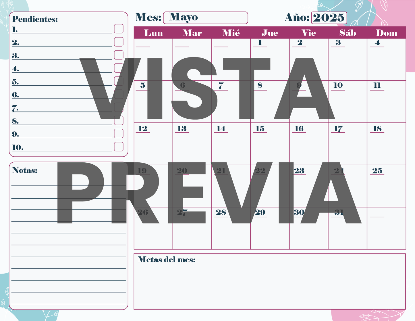 Agenda Flores DIRECTOR Preescolar Ciclo Escolar 2024 - 2025