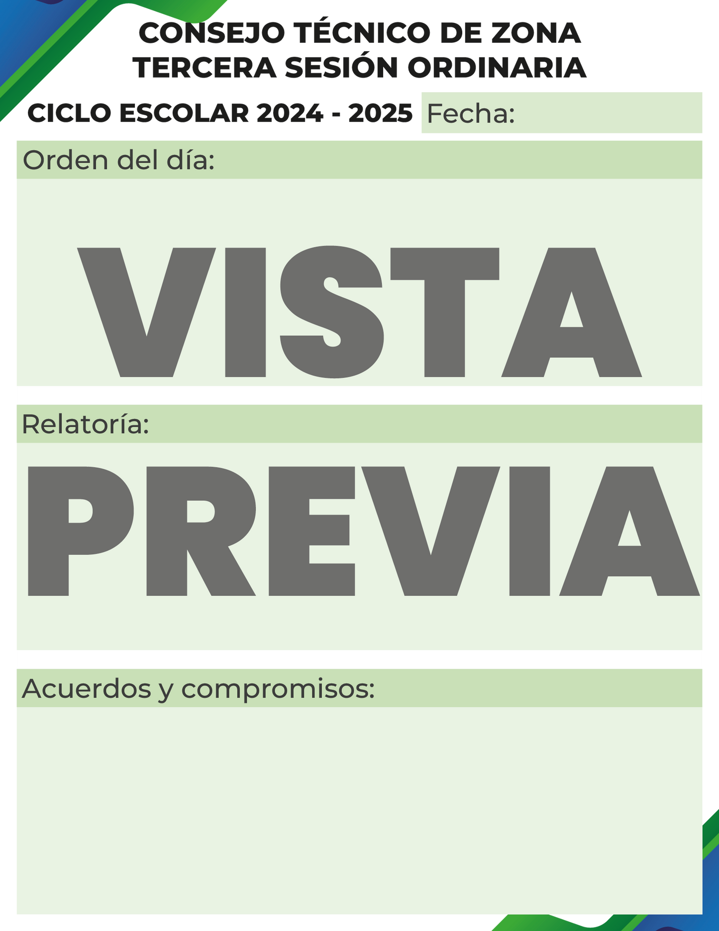 Agenda Formal DIRECTOR Preescolar Ciclo Escolar 2024 - 2025 en PDF