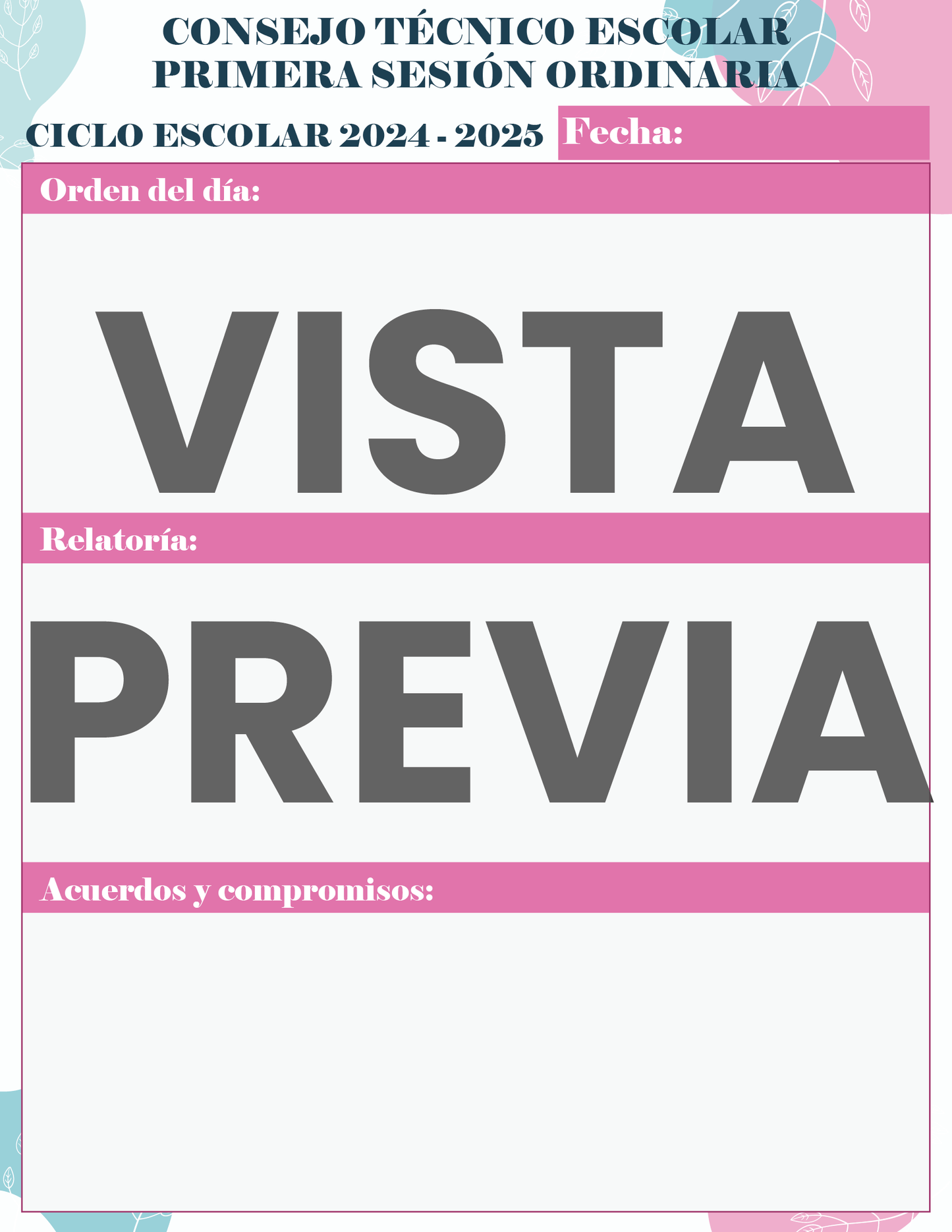 Agenda Flores DIRECTOR Preescolar Ciclo Escolar 2024 - 2025